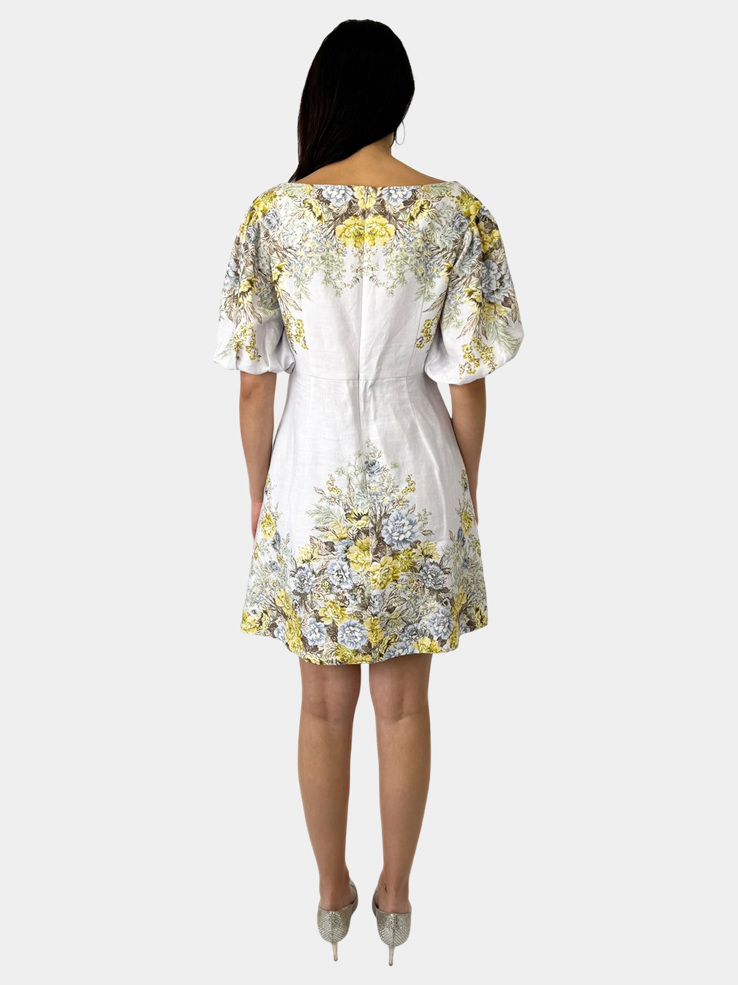 Linen Floral Mini Dress - Size 3