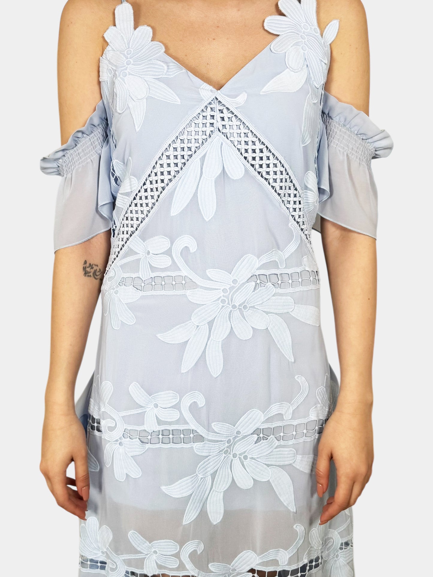Embroidered Georgette Midi Dress - Size 6