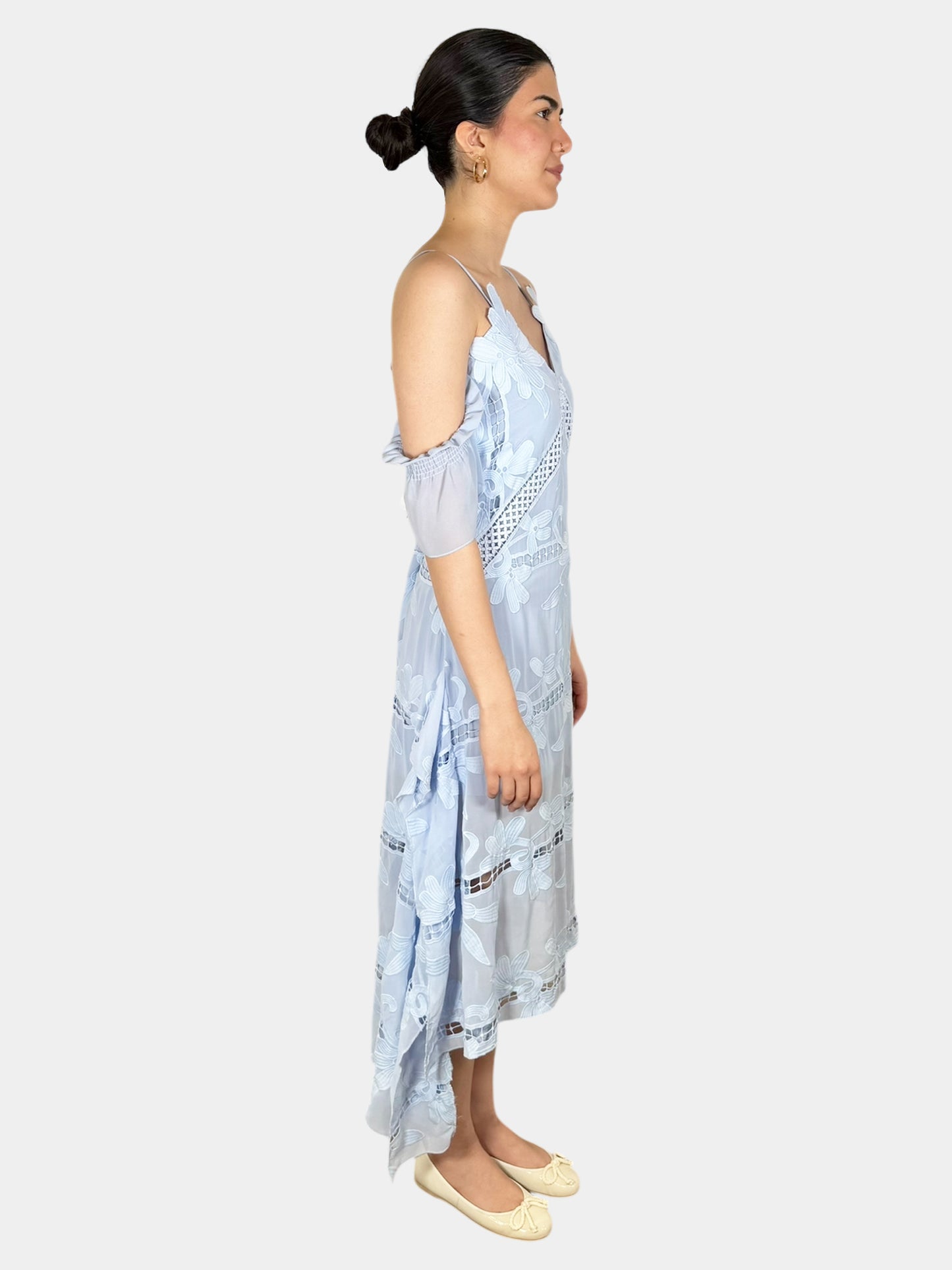 Embroidered Georgette Midi Dress - Size 6