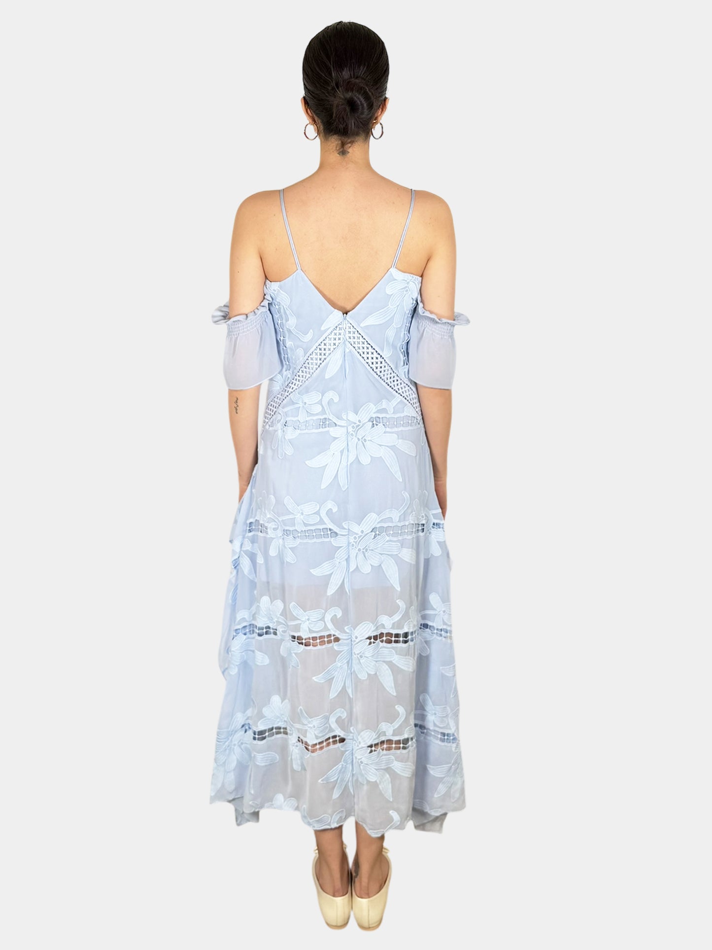 Embroidered Georgette Midi Dress - Size 6