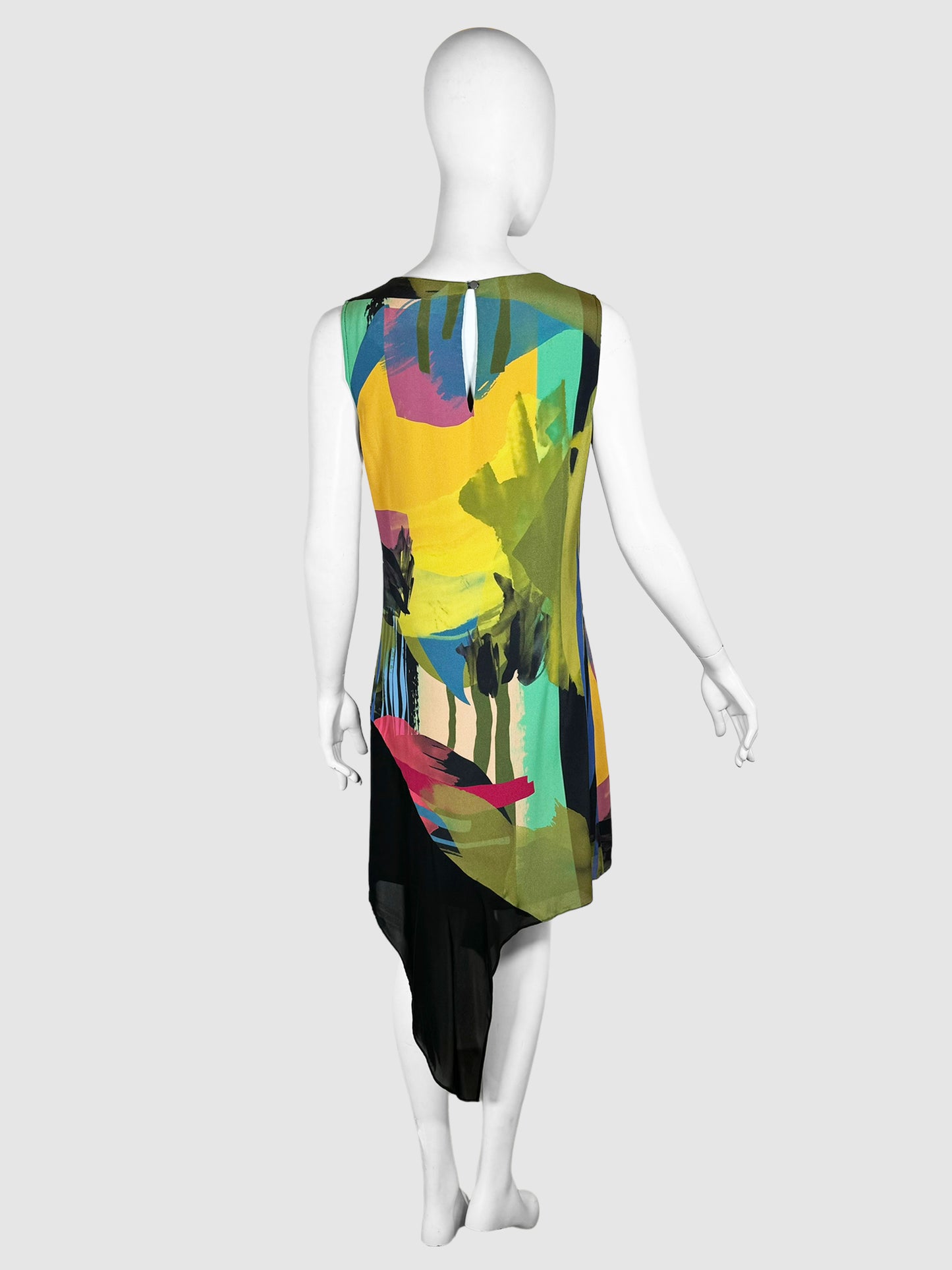 Abstract Print Asymmetrical Dress - Size S