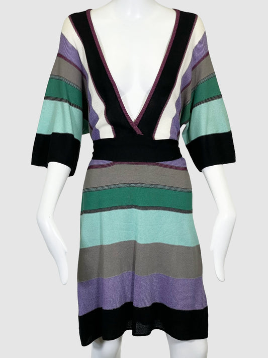 Missoni Deep V-Neck Stripe Dress - Size 46