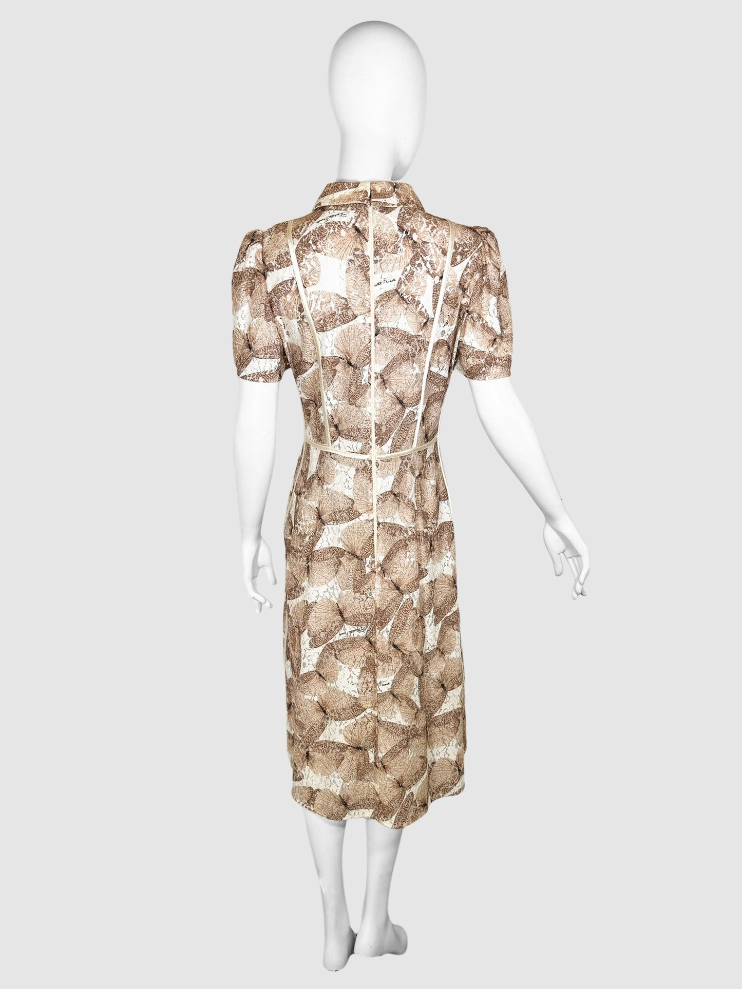 Butterfly Print Lace Midi Dress - Size M