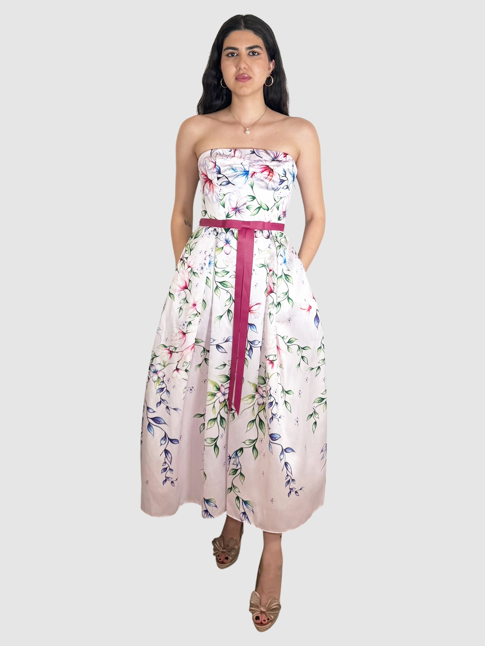 MARCHESA NOTTE Mikado Floral Dress