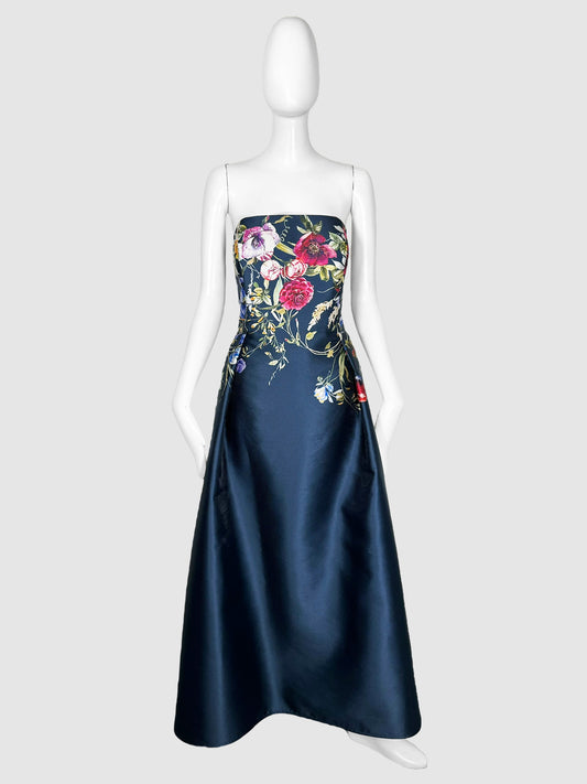 Strapless Floral Print Maxi Dress - Size L