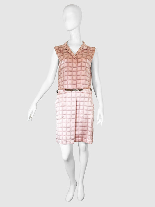 Plaid Silk Dress - Size 40