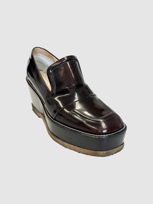 Patent Leather Platform Loafers - Size 37