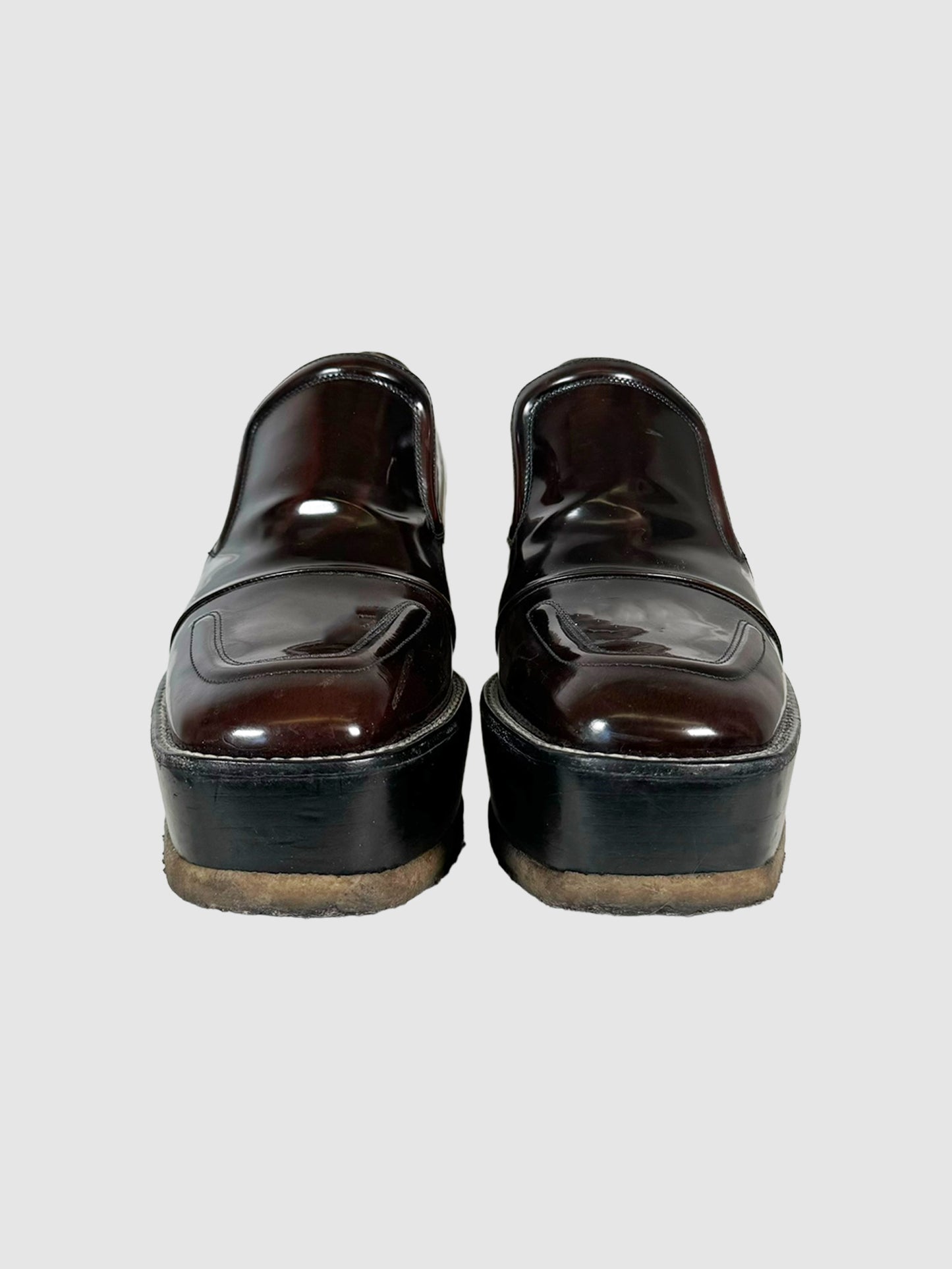 Patent Leather Platform Loafers - Size 37