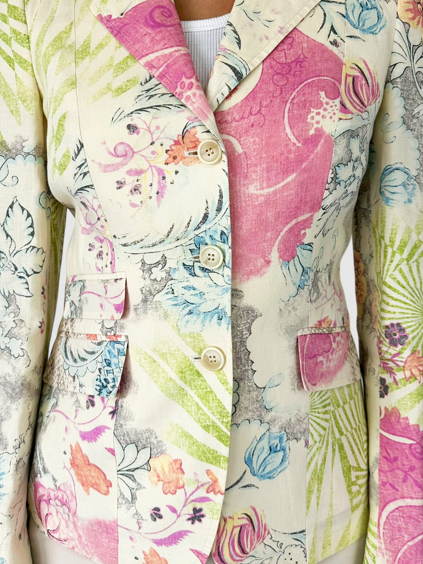 Printed Linen Blazer