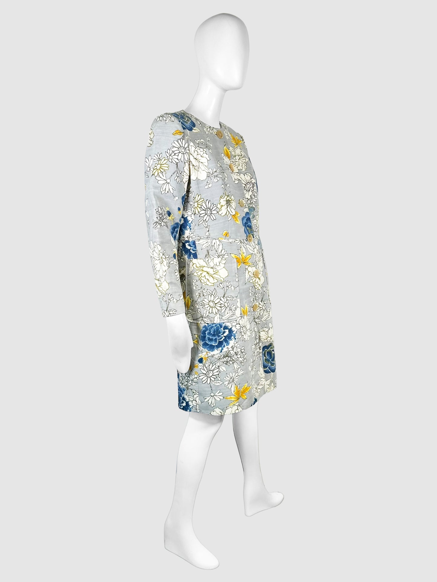 Floral Button Down Coat - Size 44