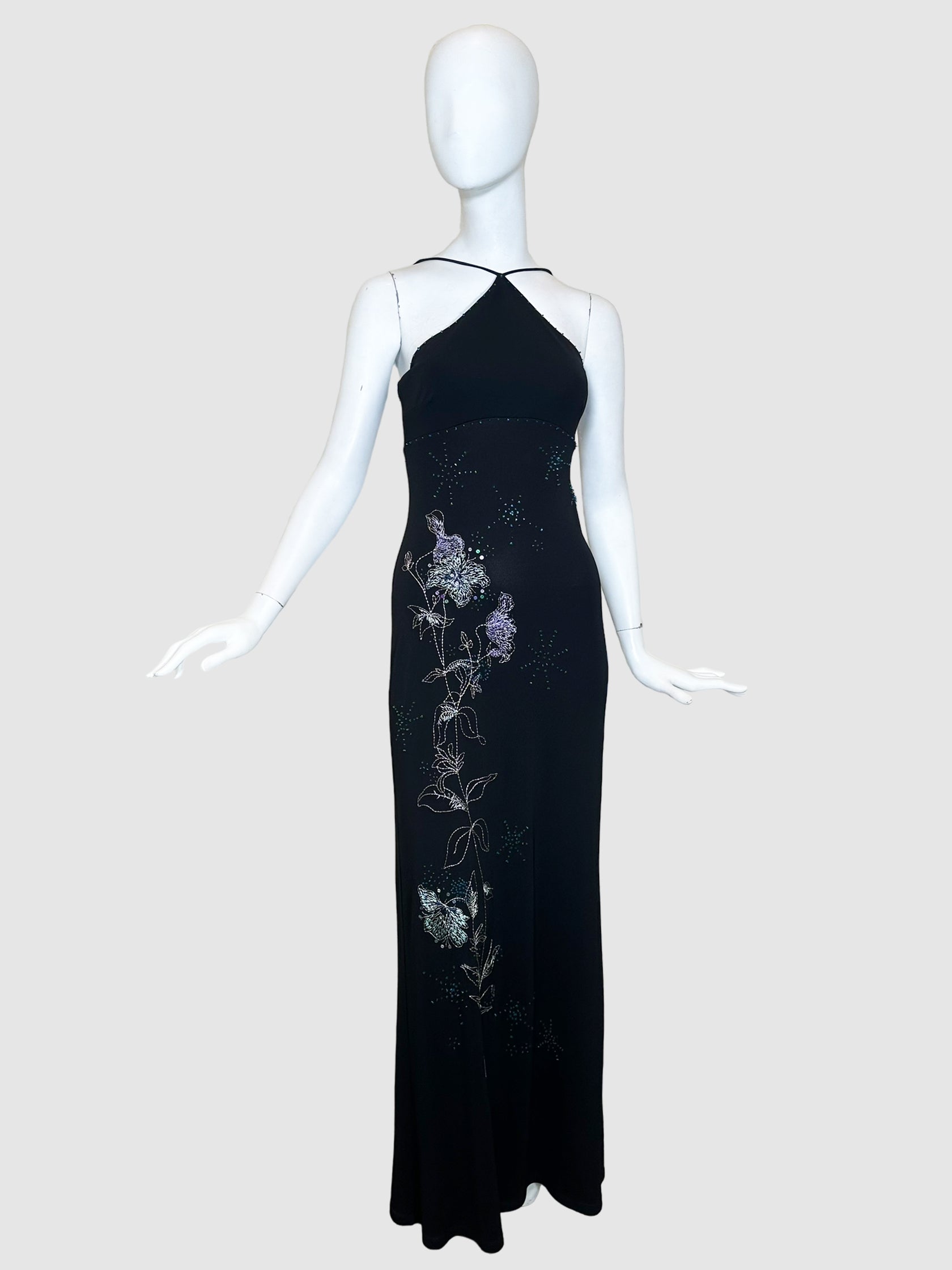 Halter Neck Floral Beaded Maxi Dress - Size S Second Nature Boutique Halter Neck Floral Beaded Maxi Dress - Size S Second Nature Boutique