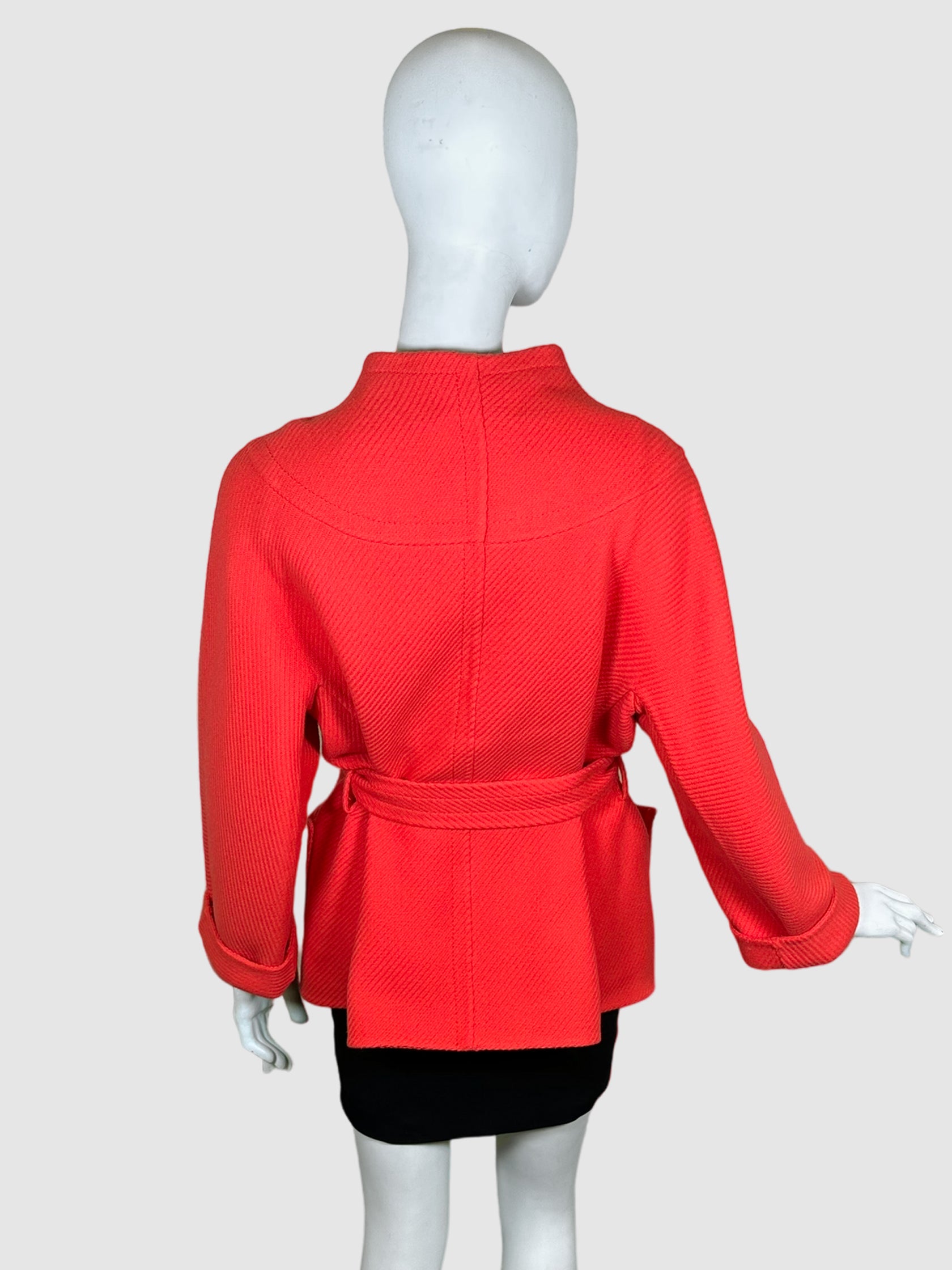 Textured Belted Coat - Size 44