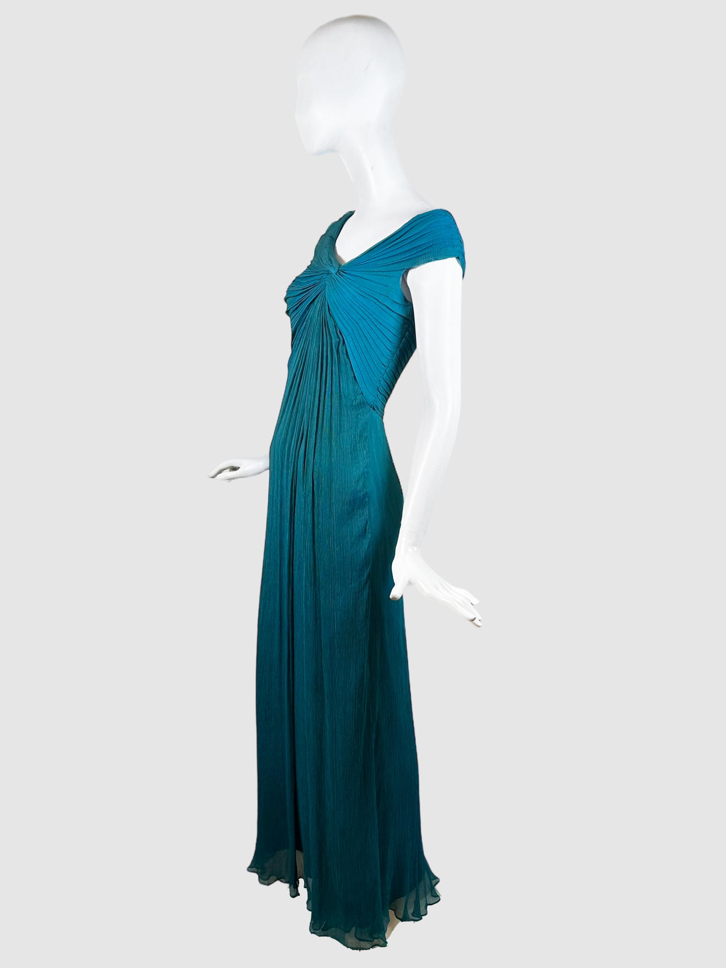 Tadashi Pleated Short-Sleeve Gown - Size 8