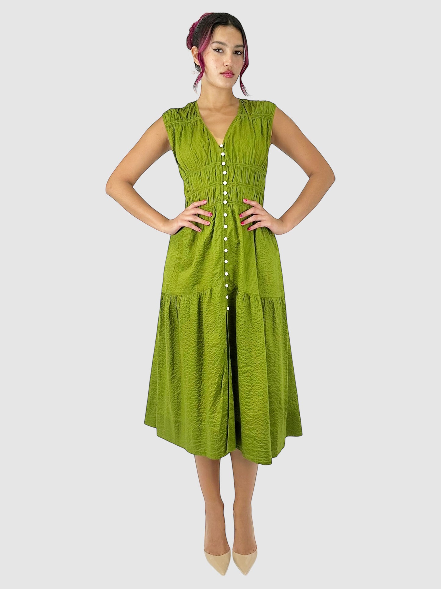 Shirred Midi Dress