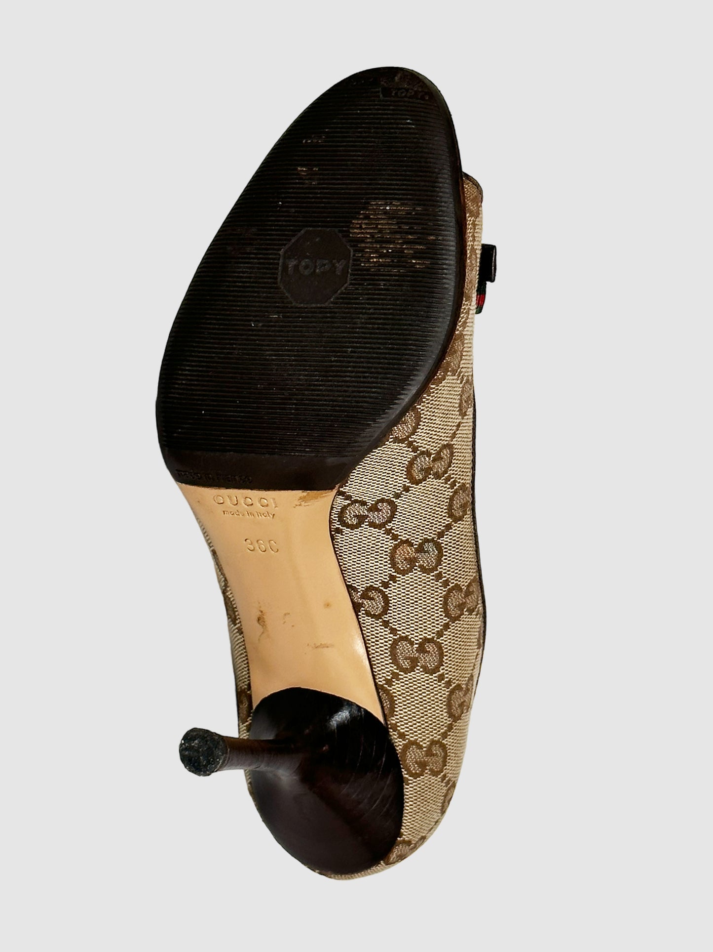 Gucci Monogram Pattern Canvas Pumps - Size 36