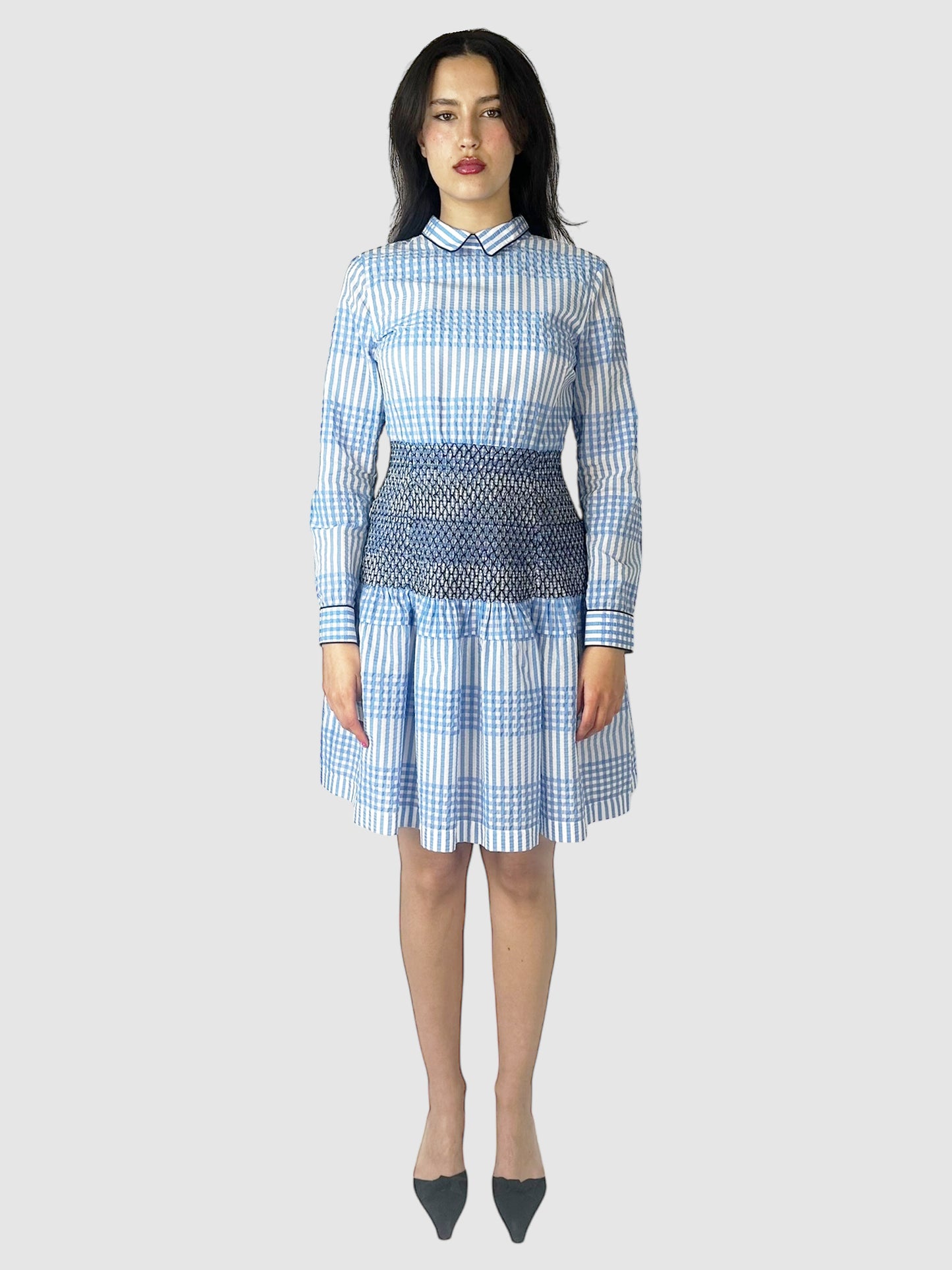 Gingham Charron Smocked Midi Dress - Size M
