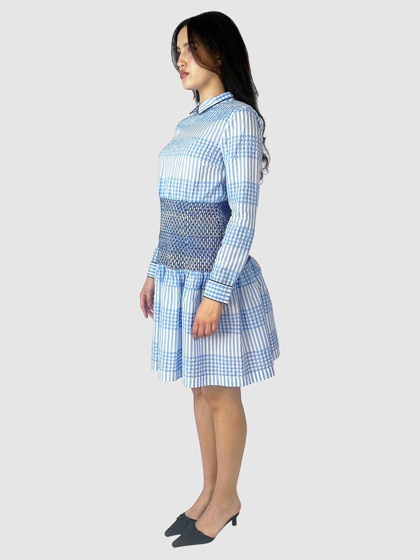 Gingham Charron Smocked Midi Dress - Size M