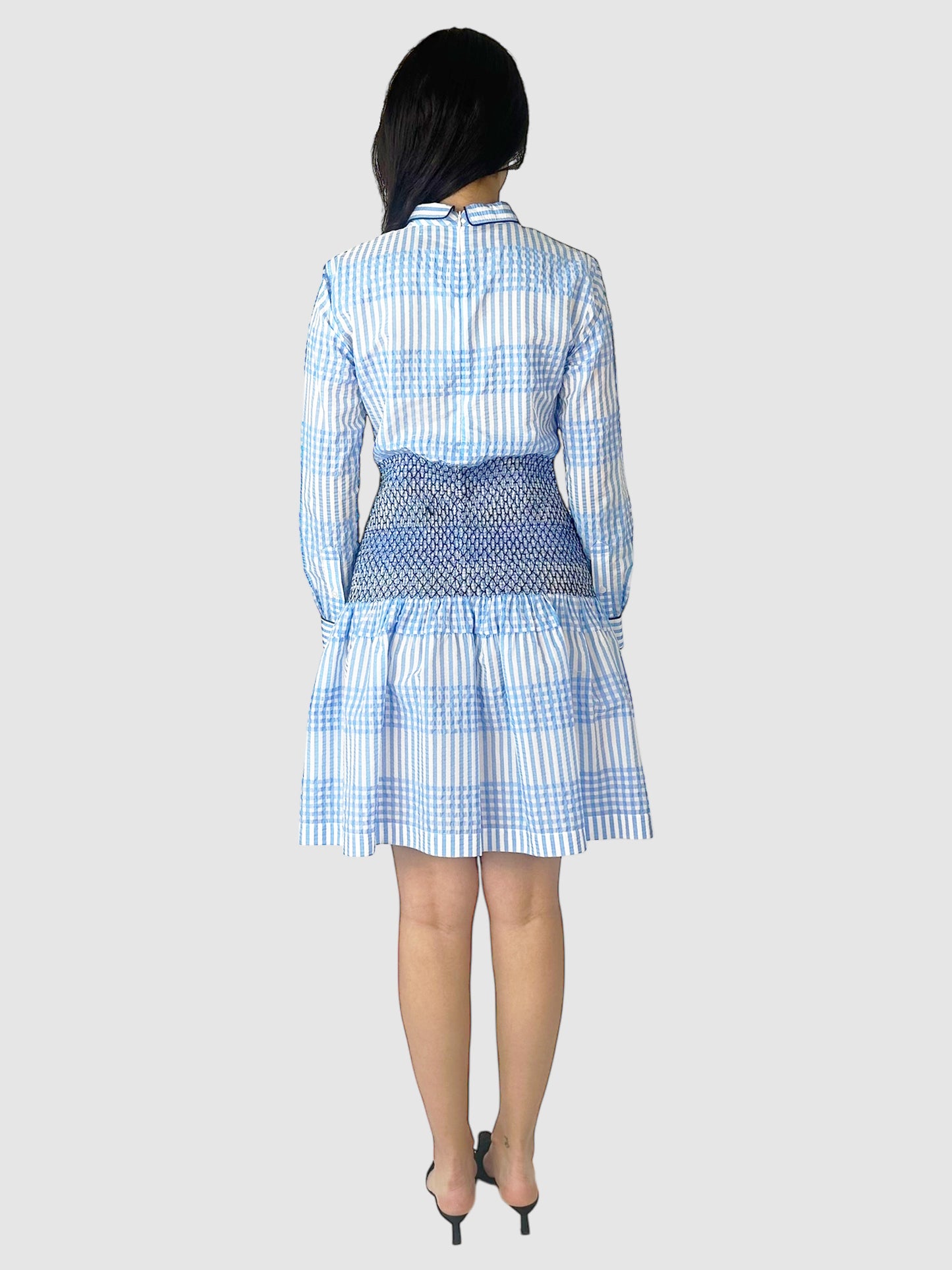 Gingham Charron Smocked Midi Dress - Size M