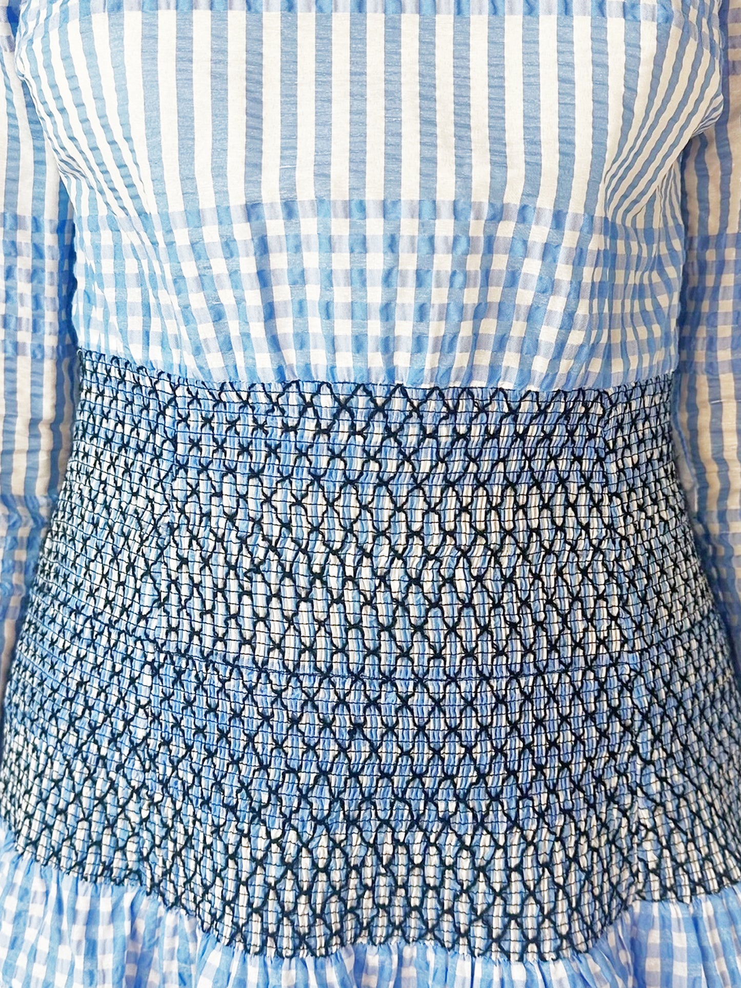 Gingham Charron Smocked Midi Dress - Size M