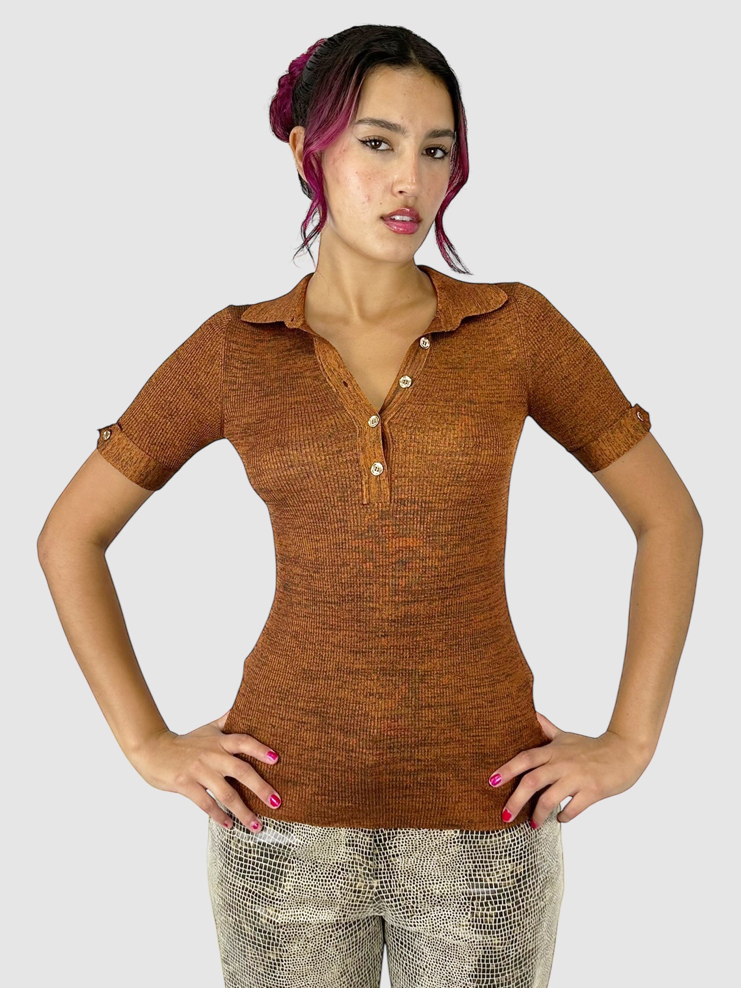 Ribbed Polo Top