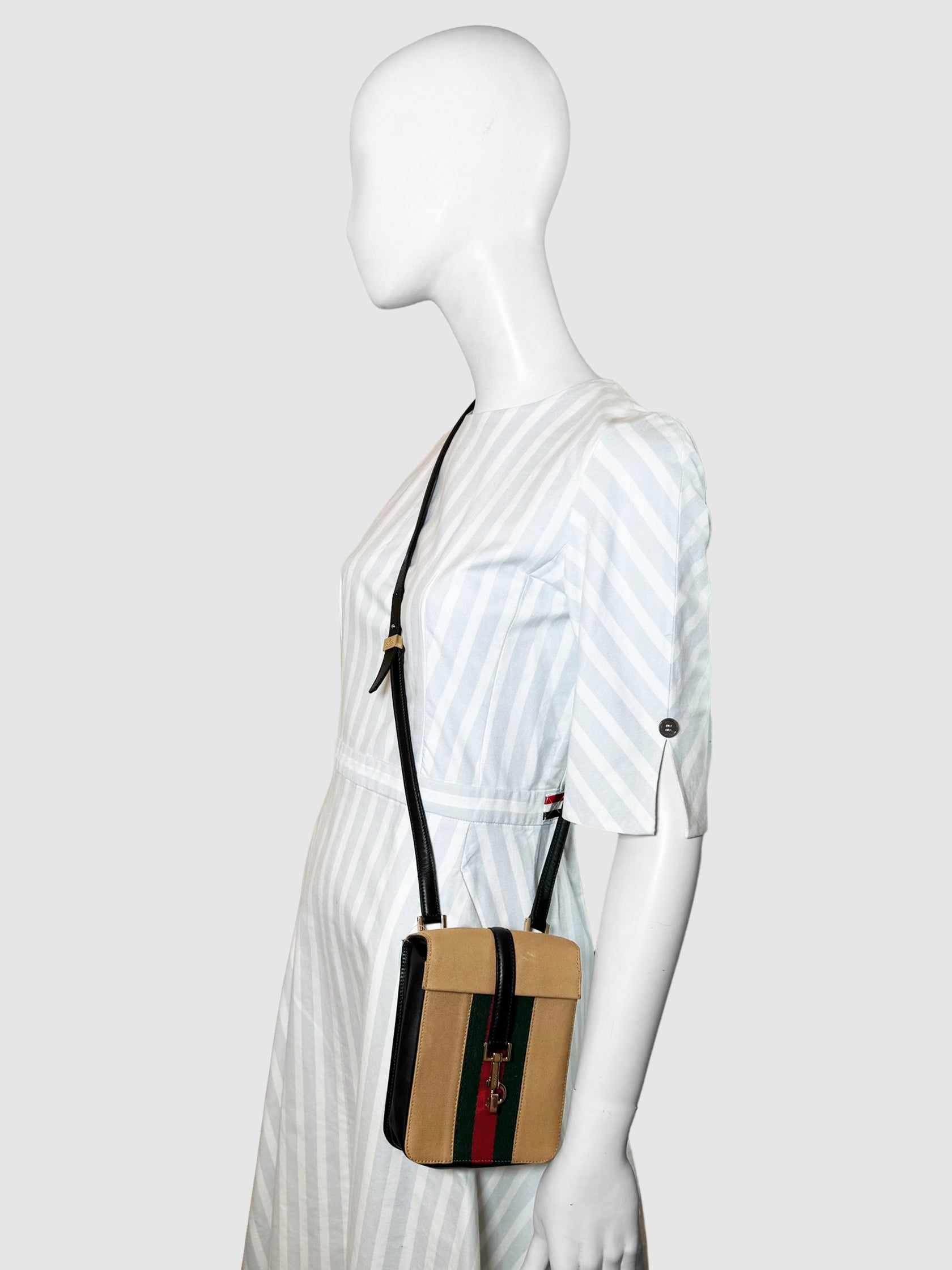 Gucci Web Stripe Crossbody Bag Consignment Secondhand Designer Luxury Resale Toronto Trendy