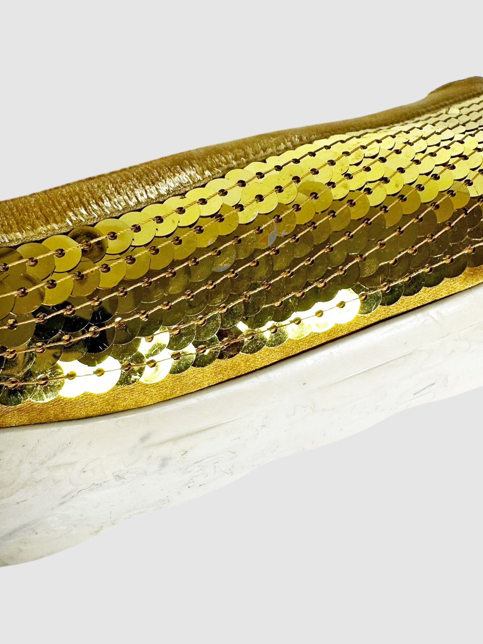 Velvet Trim Sequinned Flats