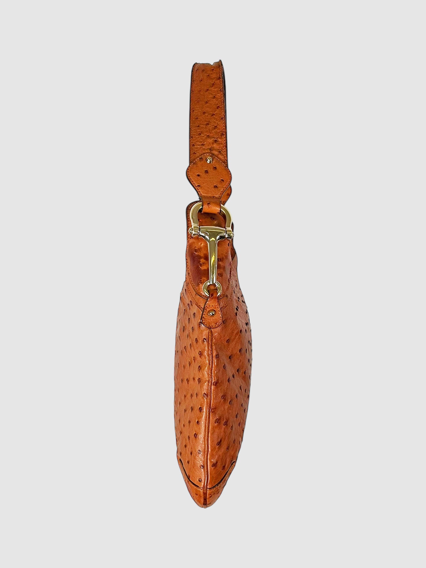 Ostrich Leather Horsebit Bag
