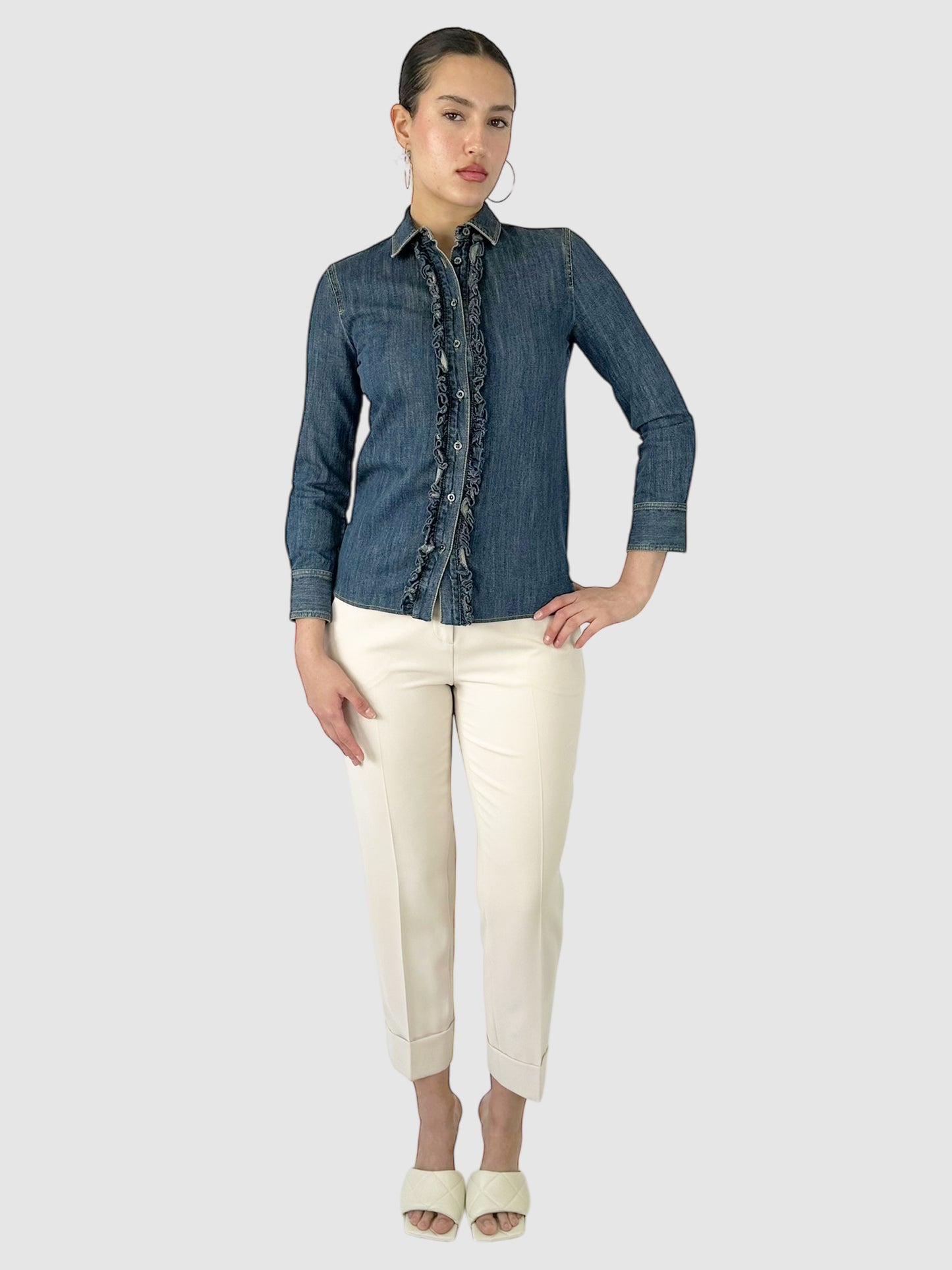 Ruffled Denim Shirt