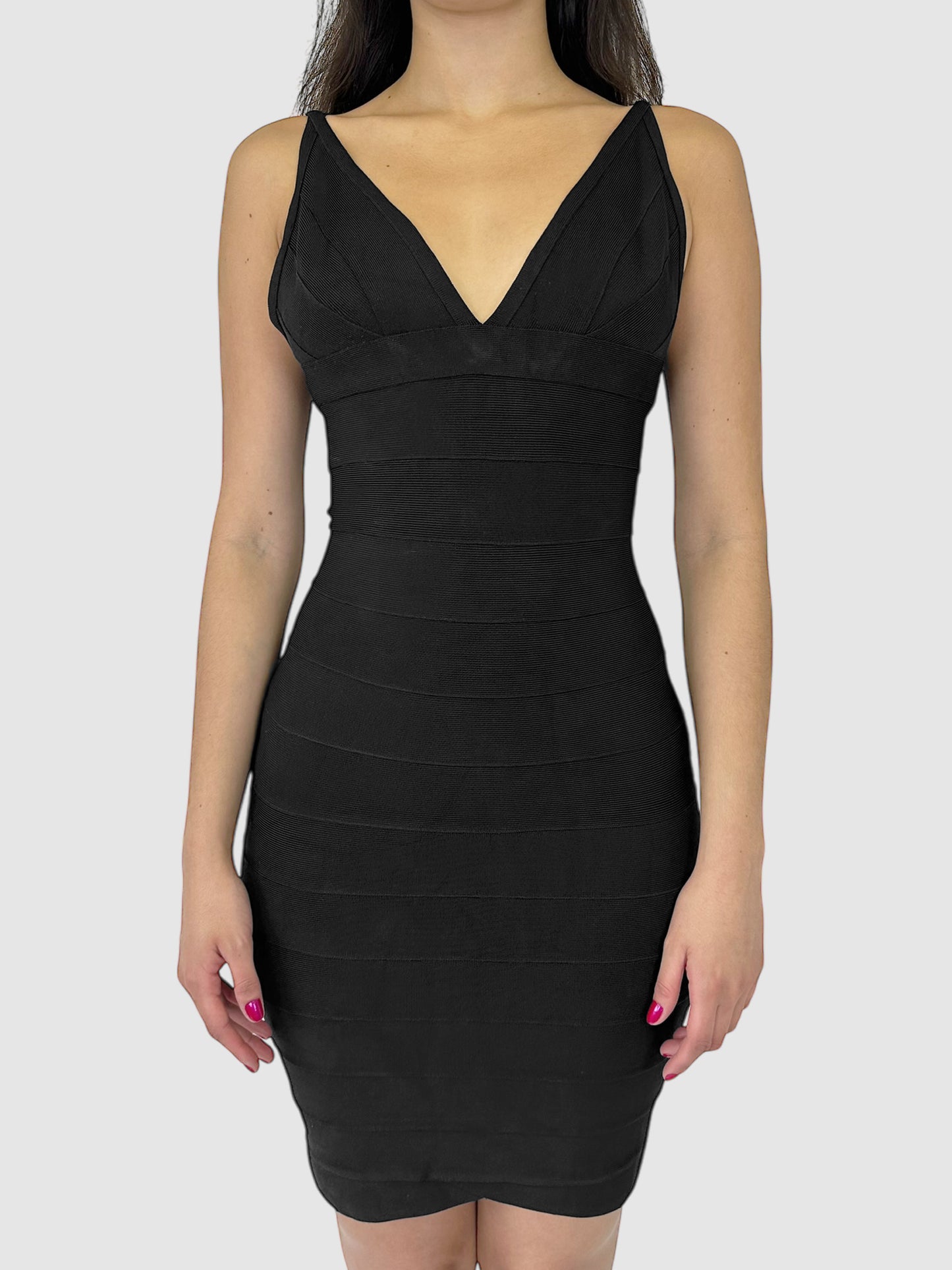 V-Neck Bandage Midi Dress - Size M
