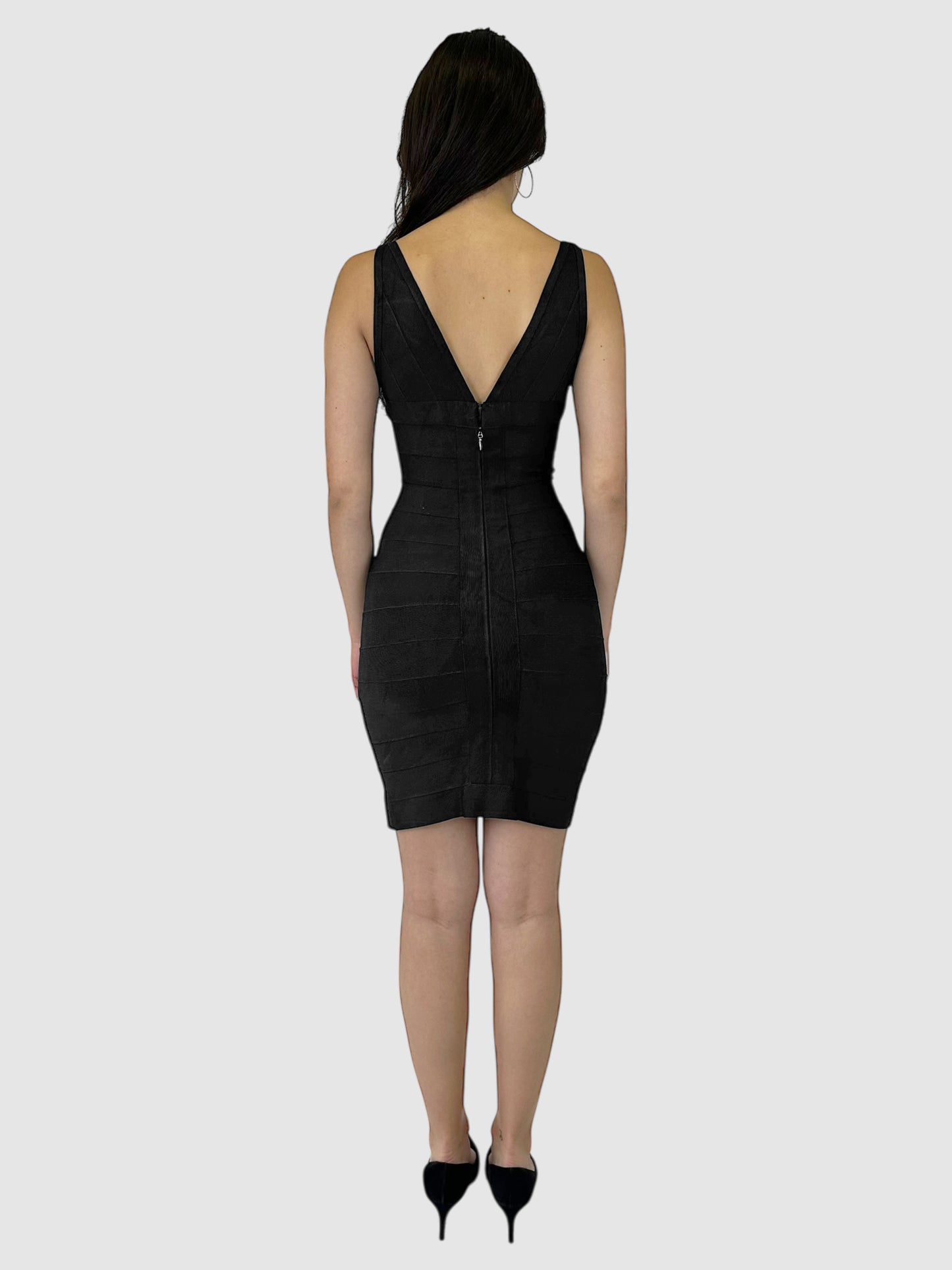 V-Neck Bandage Midi Dress - Size M