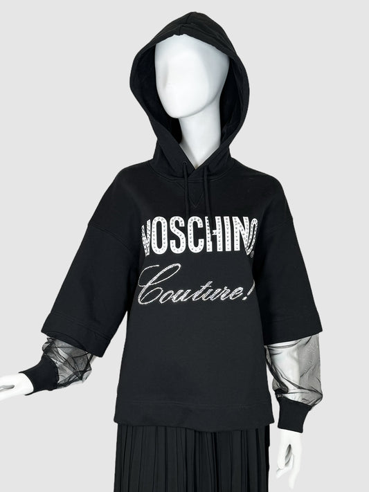 Moschino Crystal Logo Hoodie - Size 10
