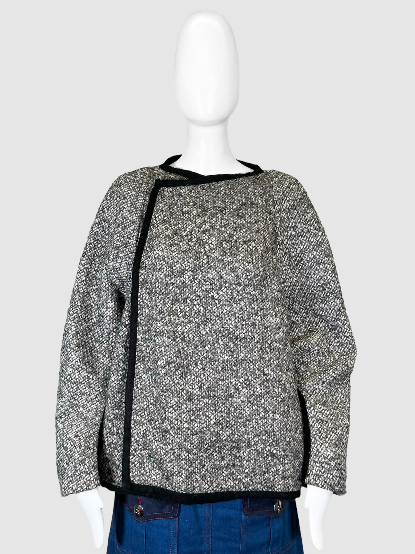 Wool Contrast Stitch Jacket - Size L
