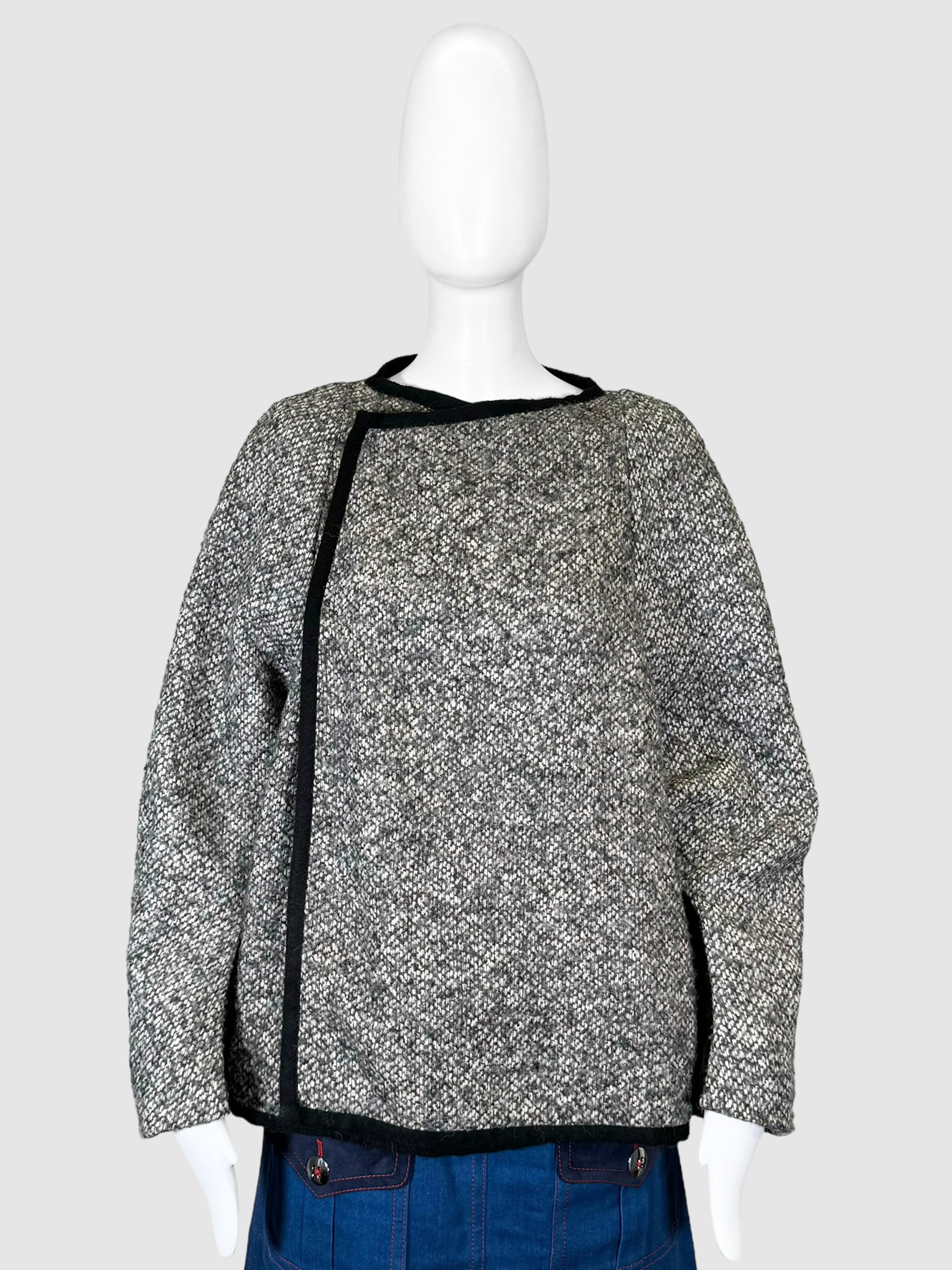 Wool Contrast Stitch Jacket - Size L