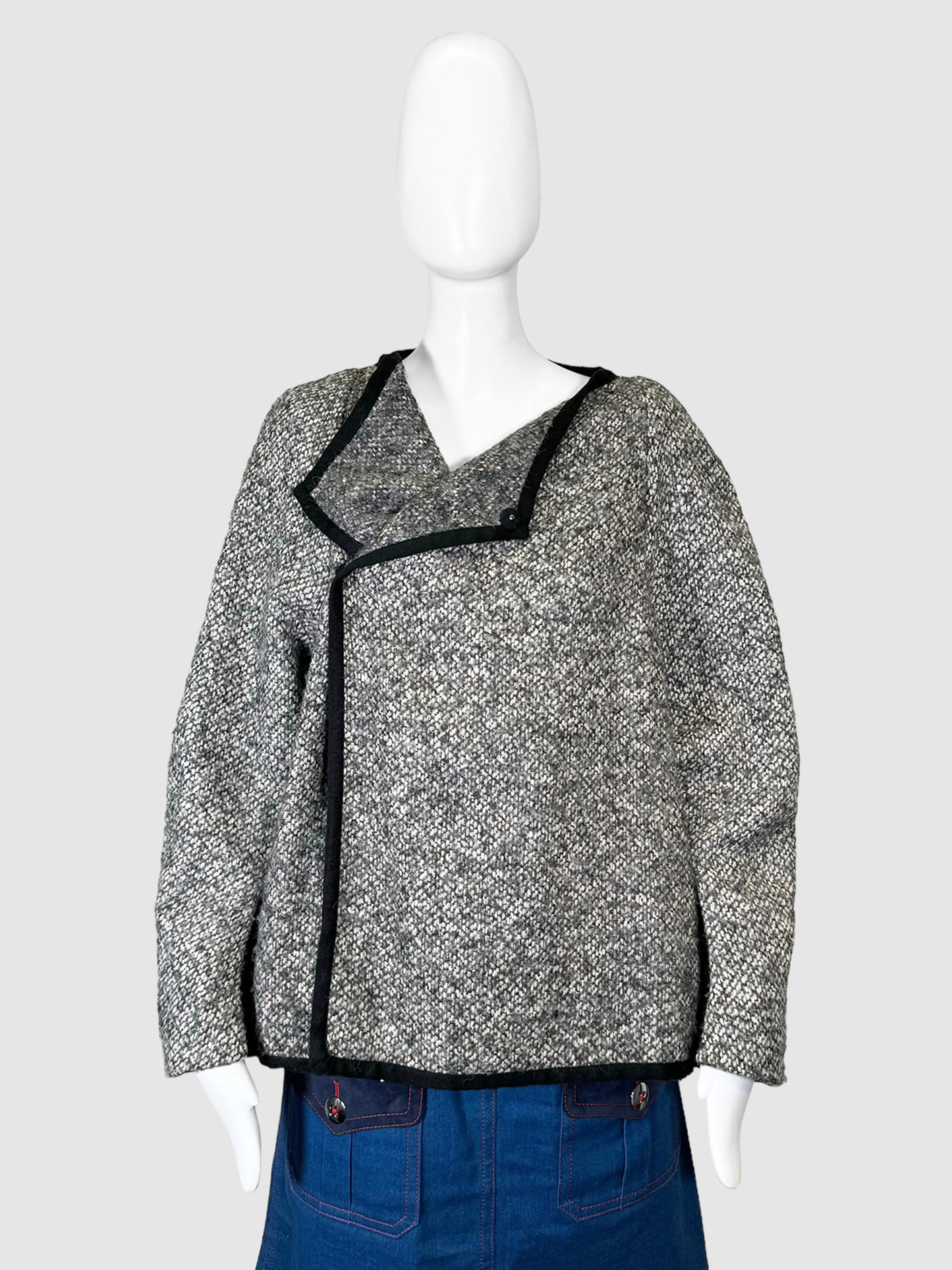 Wool Contrast Stitch Jacket - Size L