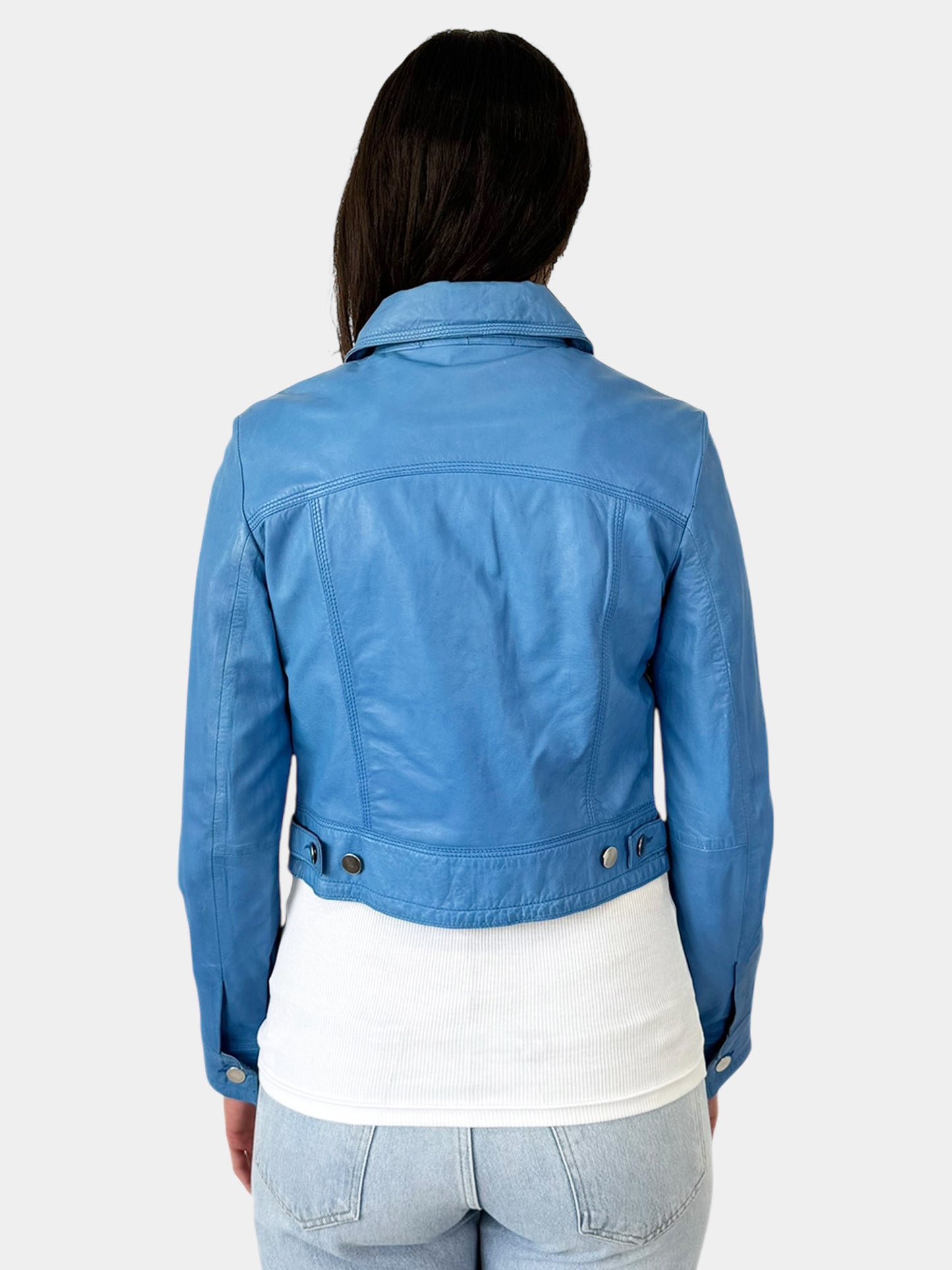 Leather Button-Up Short Jacket - Size S