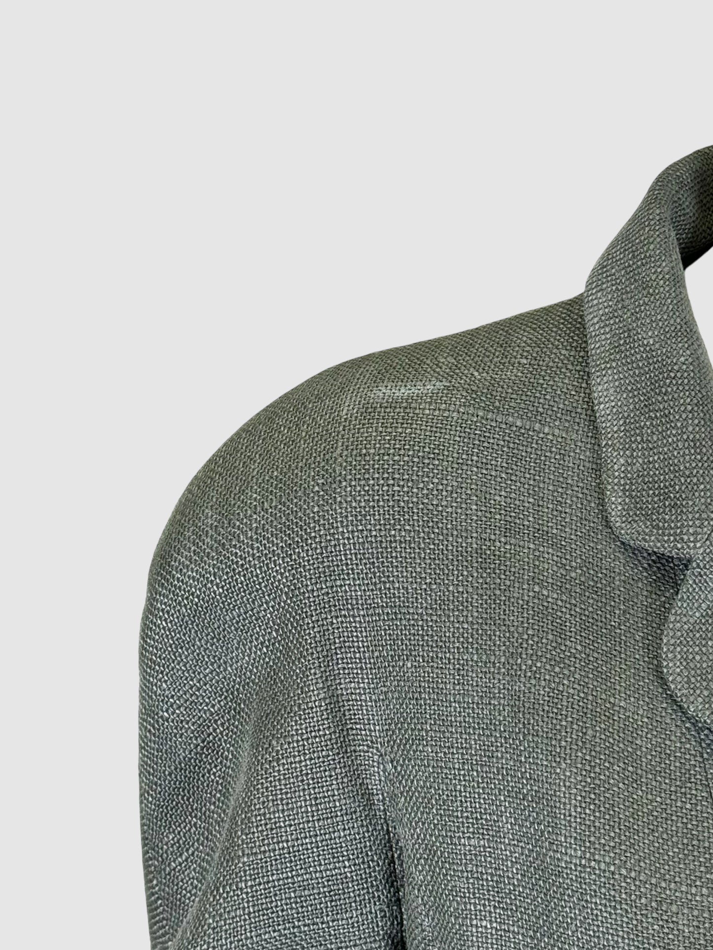 Tweed Zip-Up Linen Blazer - Size 42