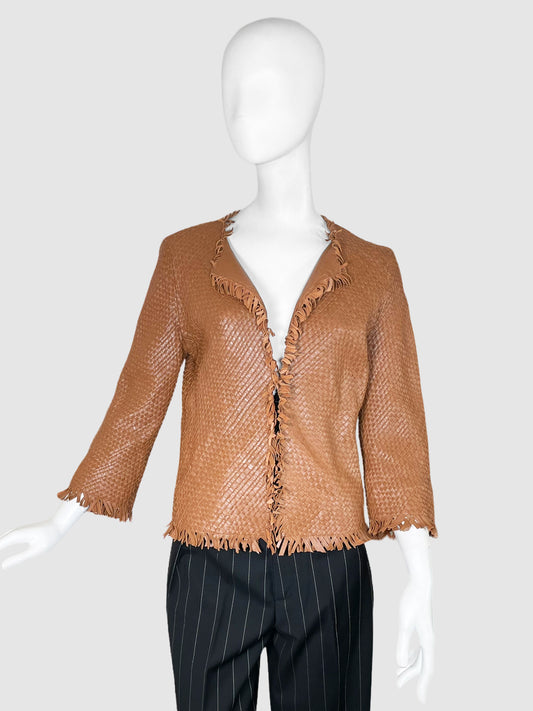 Marc Cain Woven Leather Jacket - Size 2