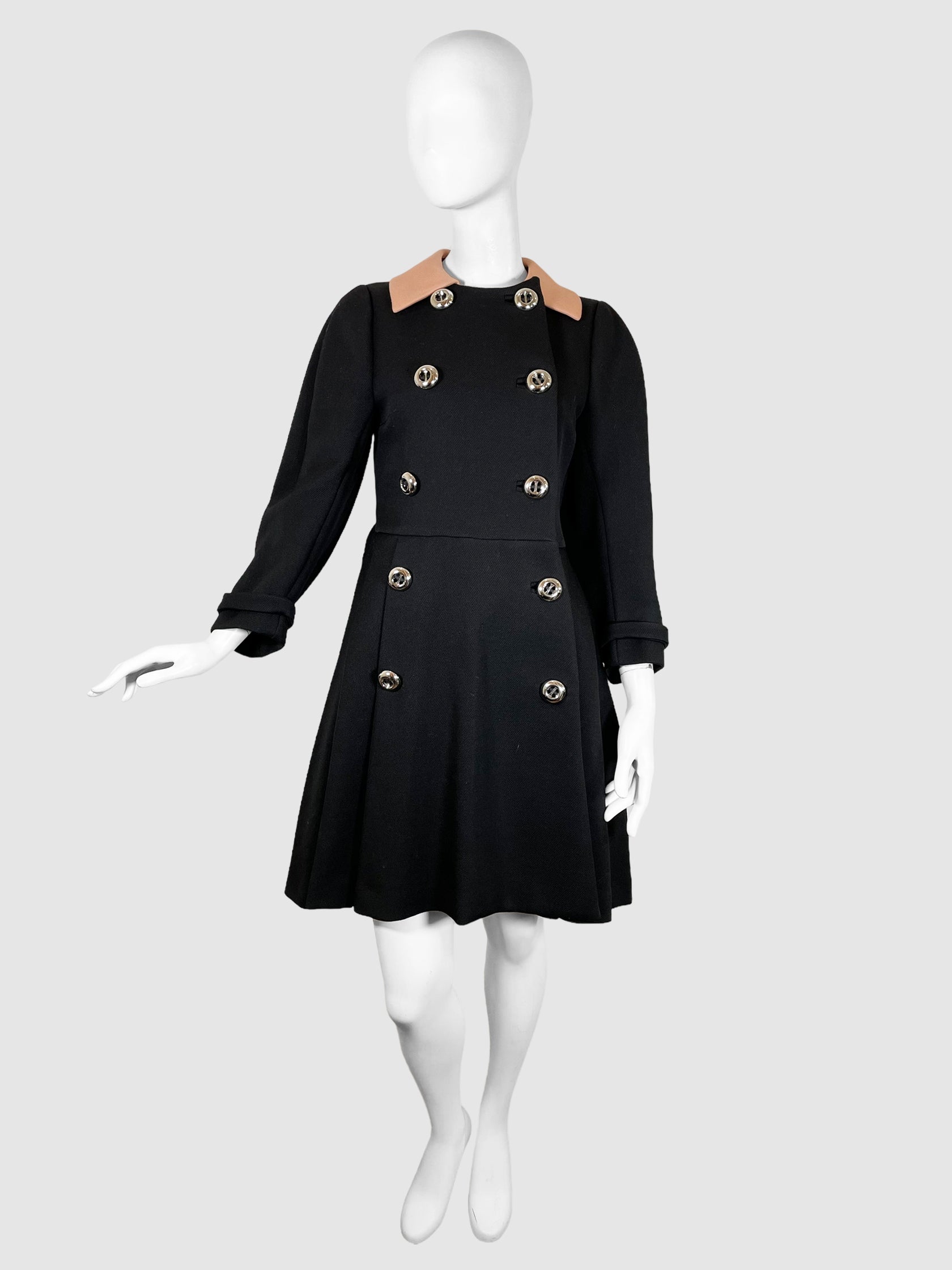 Wool Double-Breasted Coat - Size 40