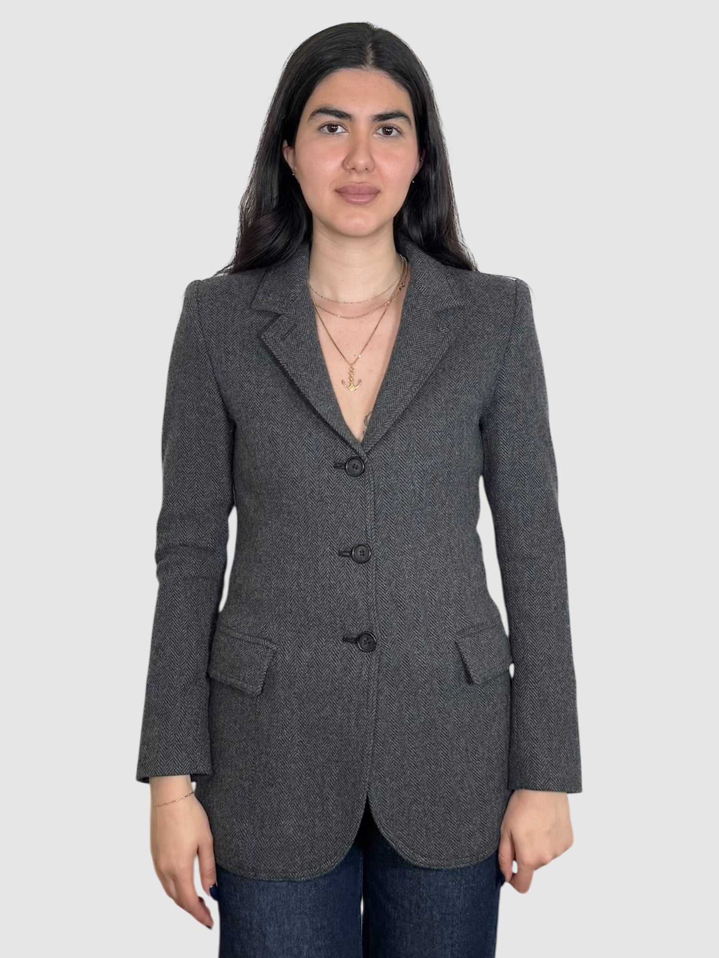 Houndstooth Wool Blazer