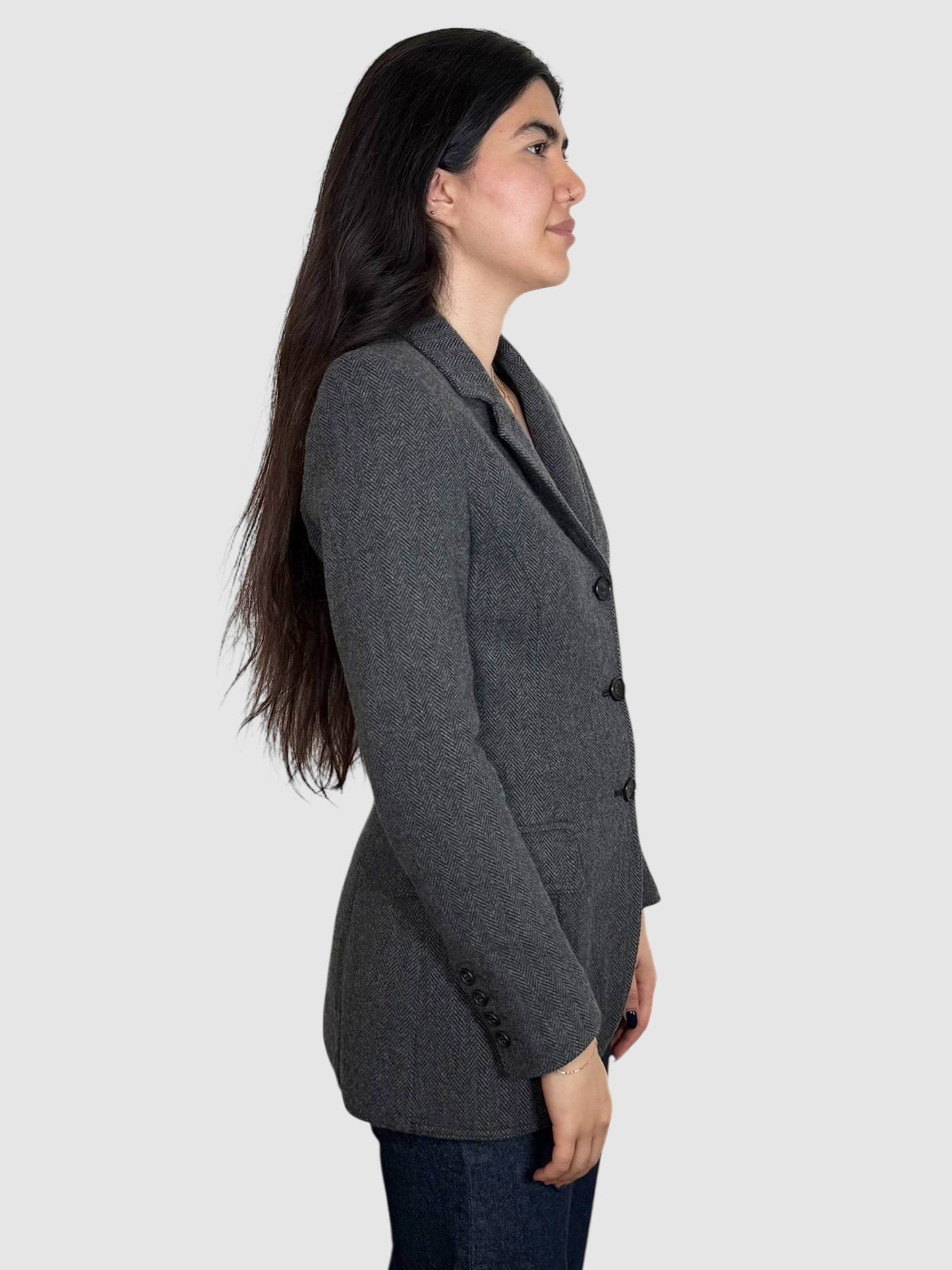 Houndstooth Wool Blazer