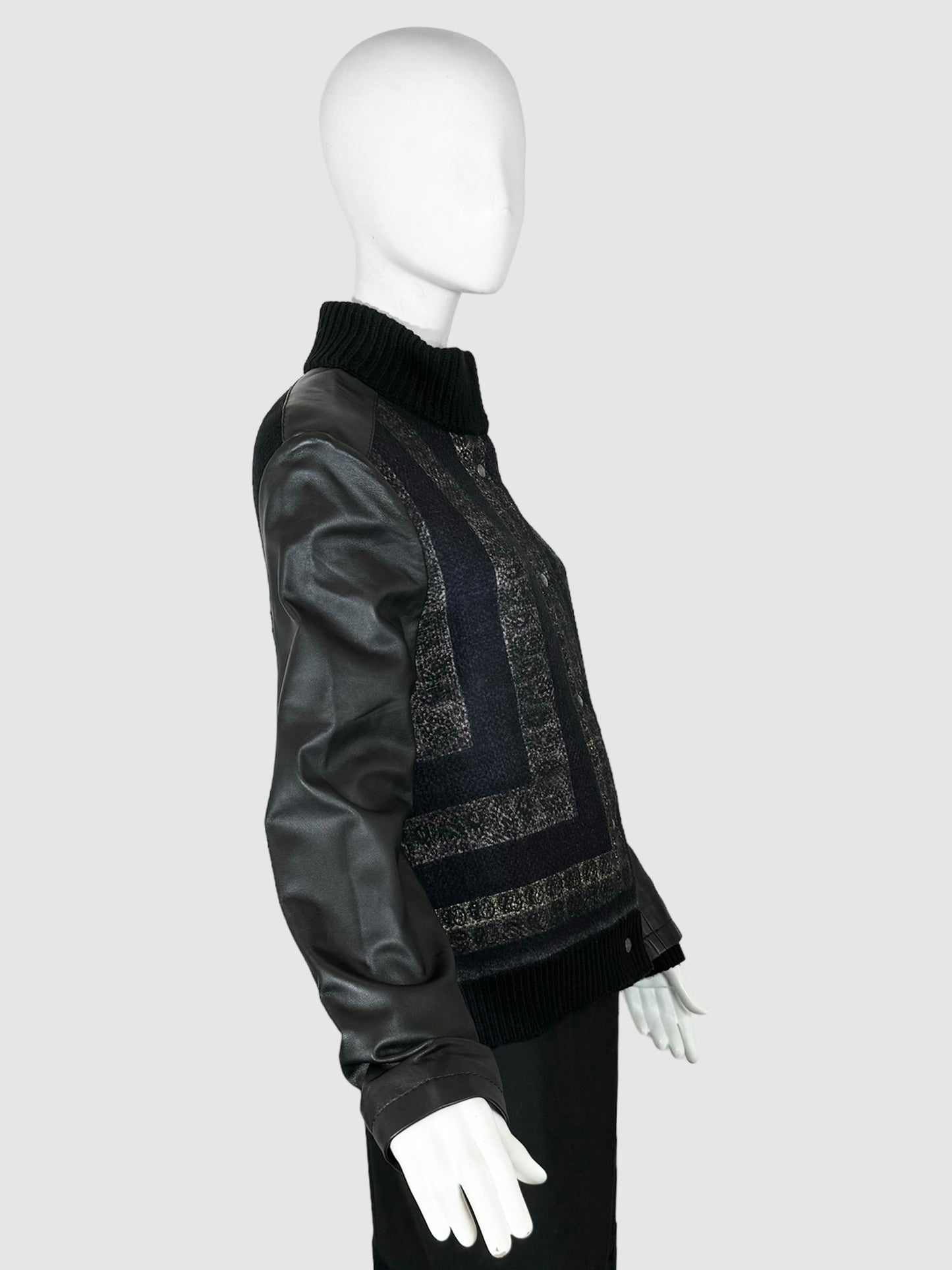 Wool Jacket with Leather Sleeves - Size M/L