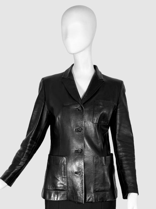 Gucci Leather Blazer Jacket - Size 44