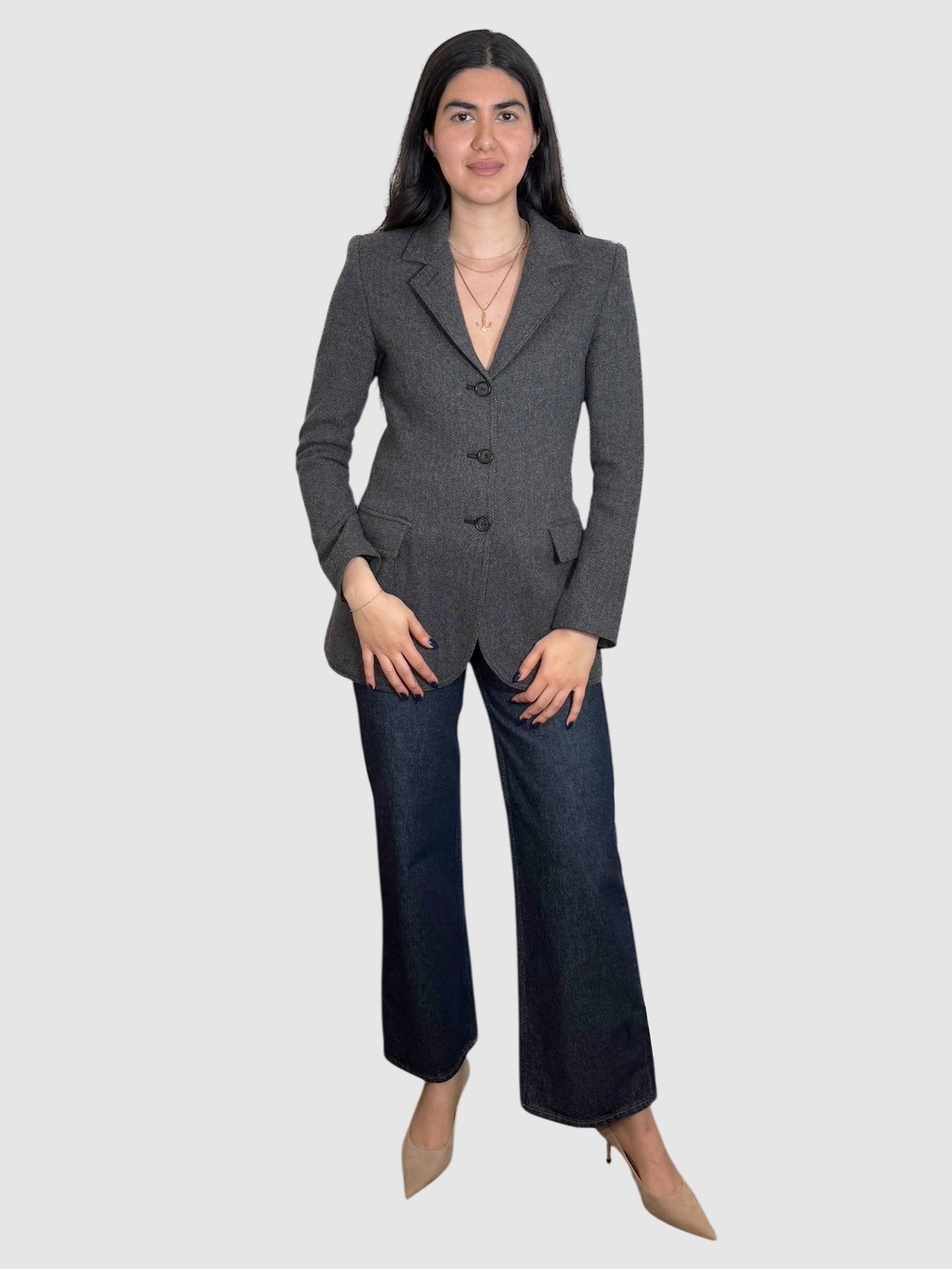 Houndstooth Wool Blazer