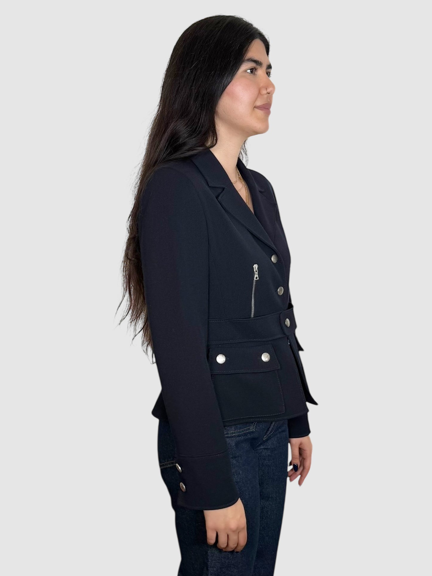 Zip Accent Wool Blazer