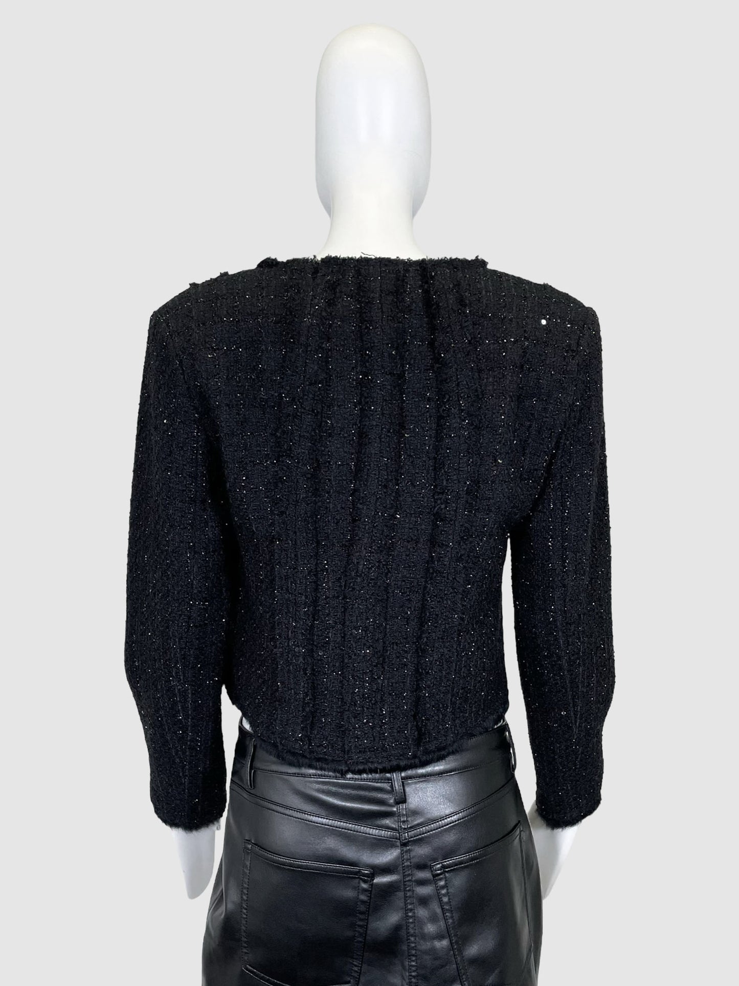 Tweed Faux Fur Trim Jacket - Size 44