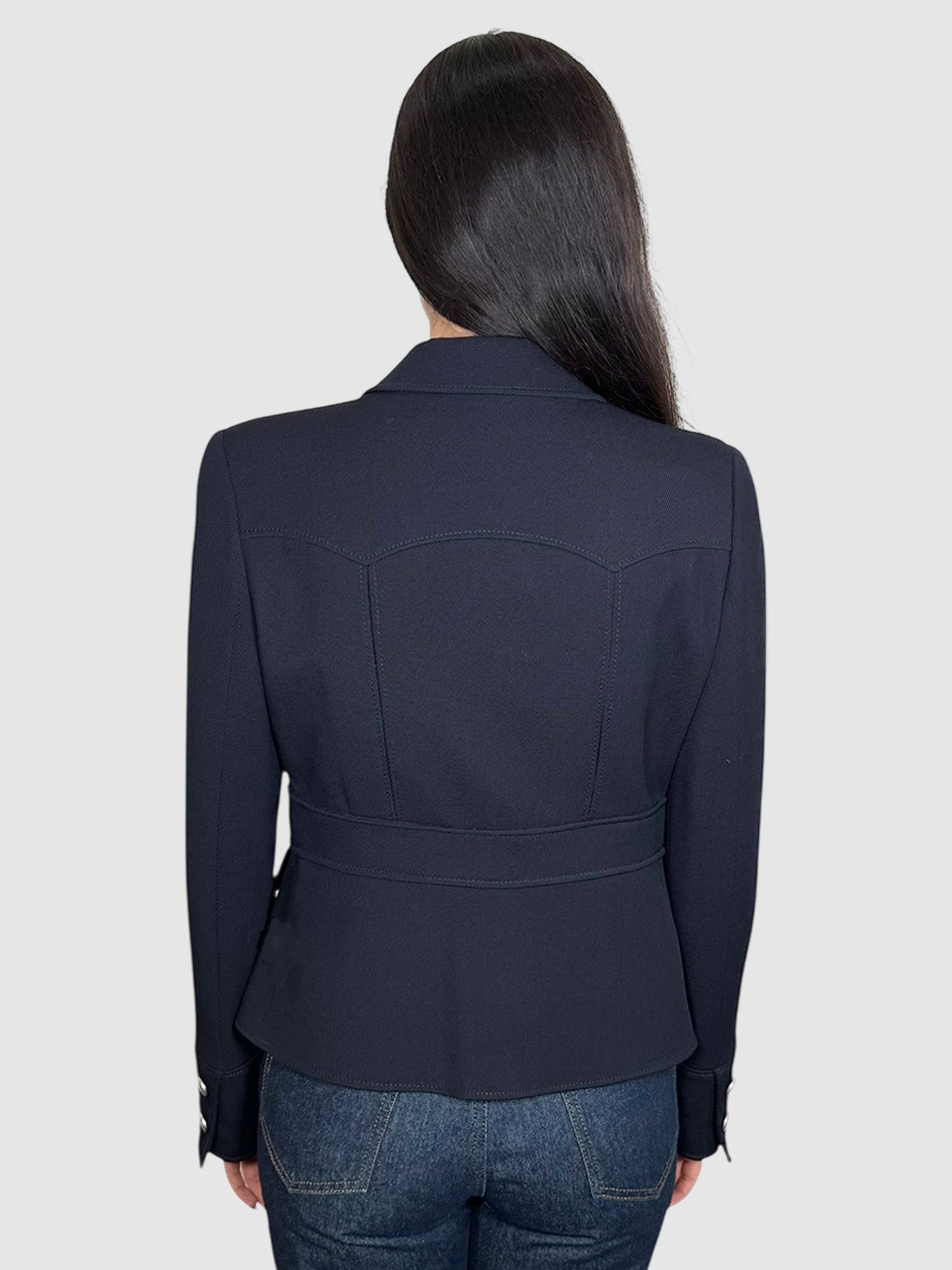 Zip Accent Wool Blazer