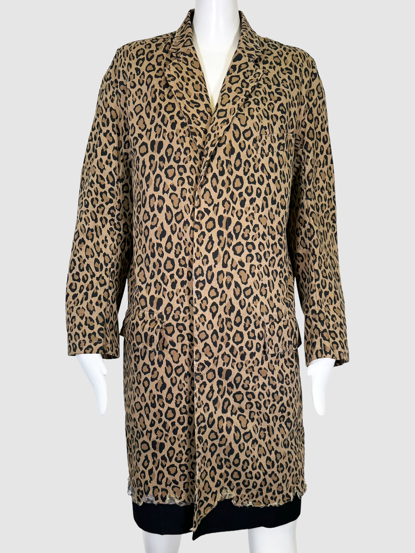 Leopard Print Button-Up Coat - Size S