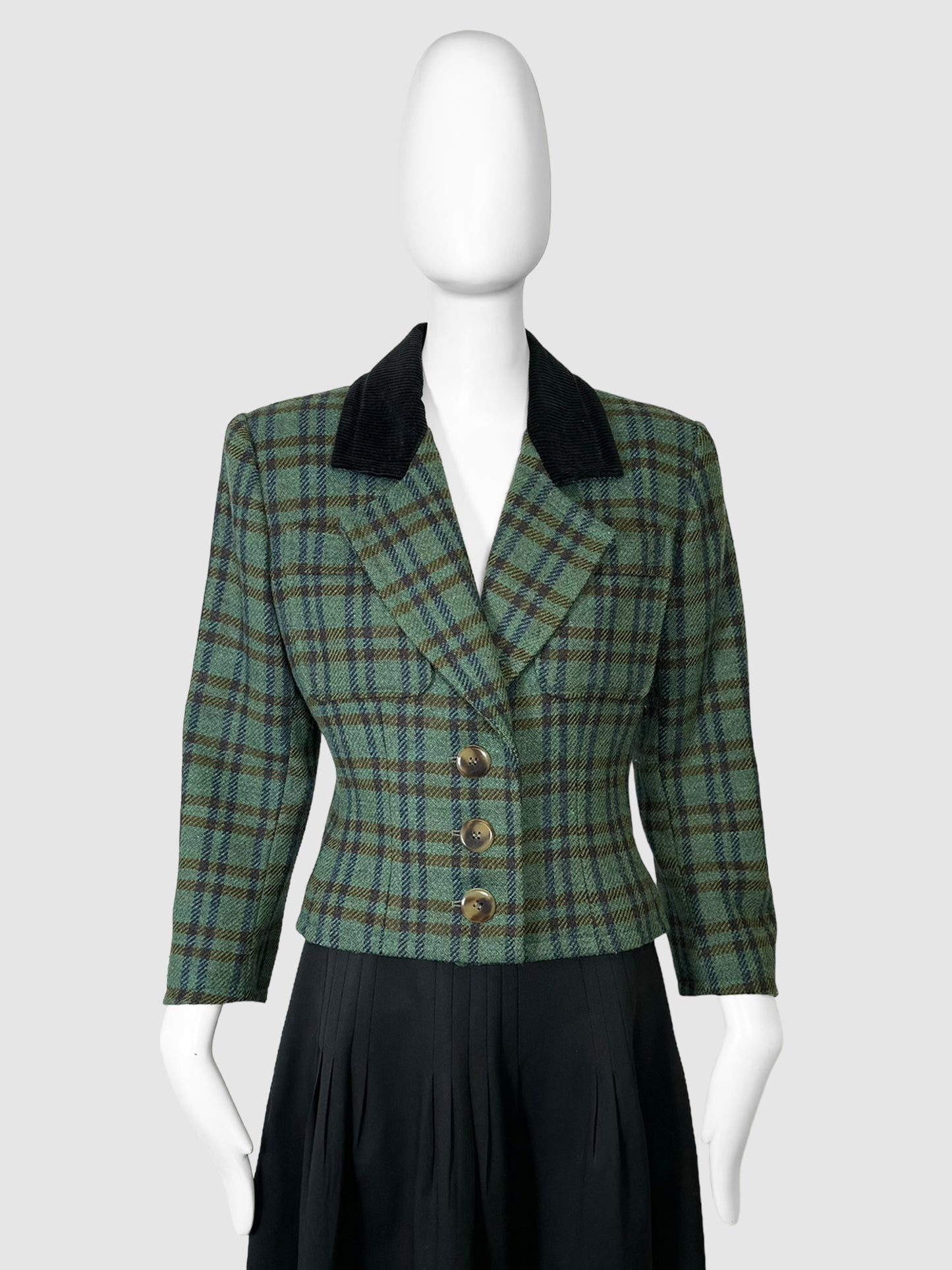 Wool Tartan Blazer - Size 38