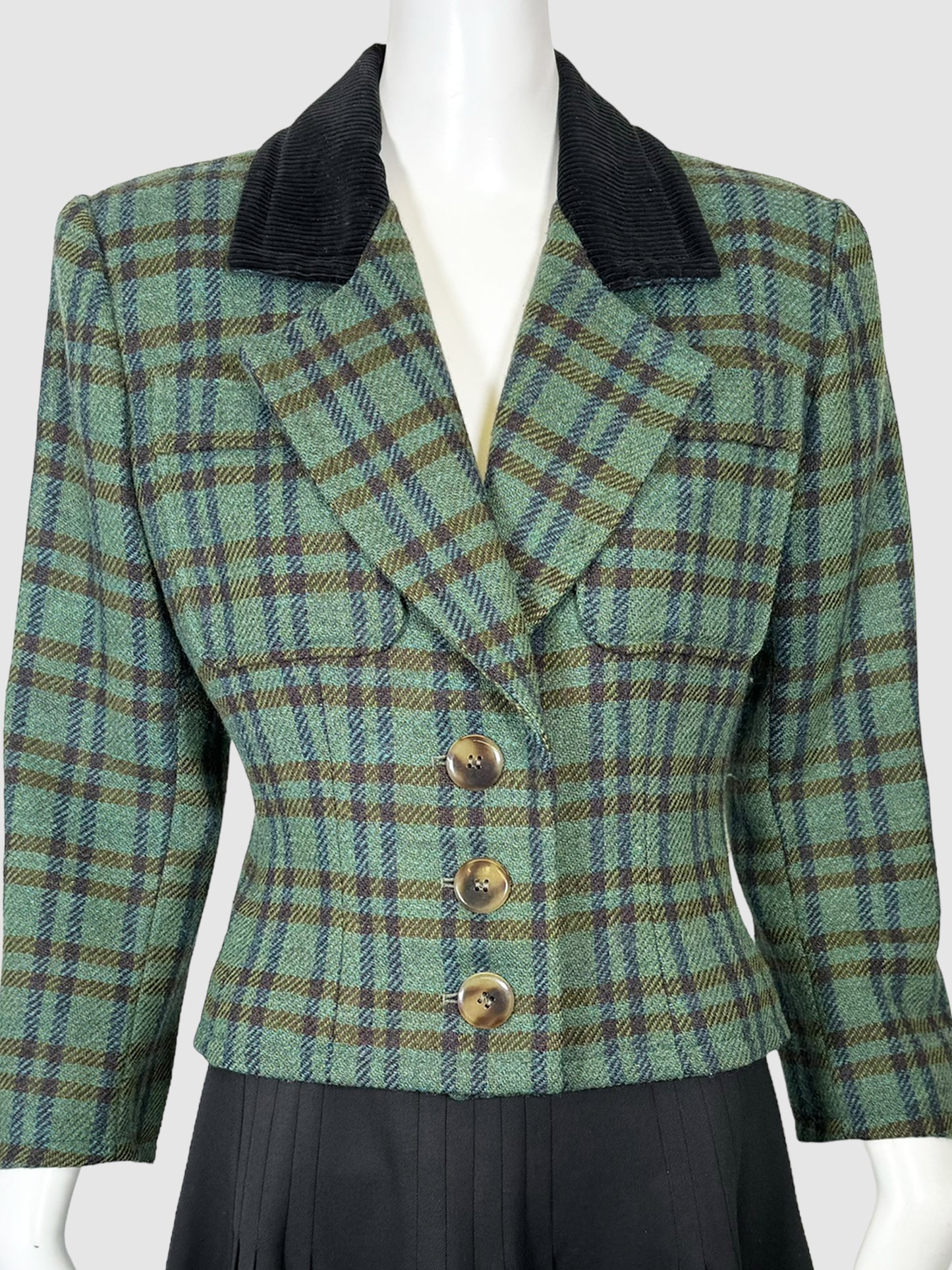 Wool Tartan Blazer - Size 38
