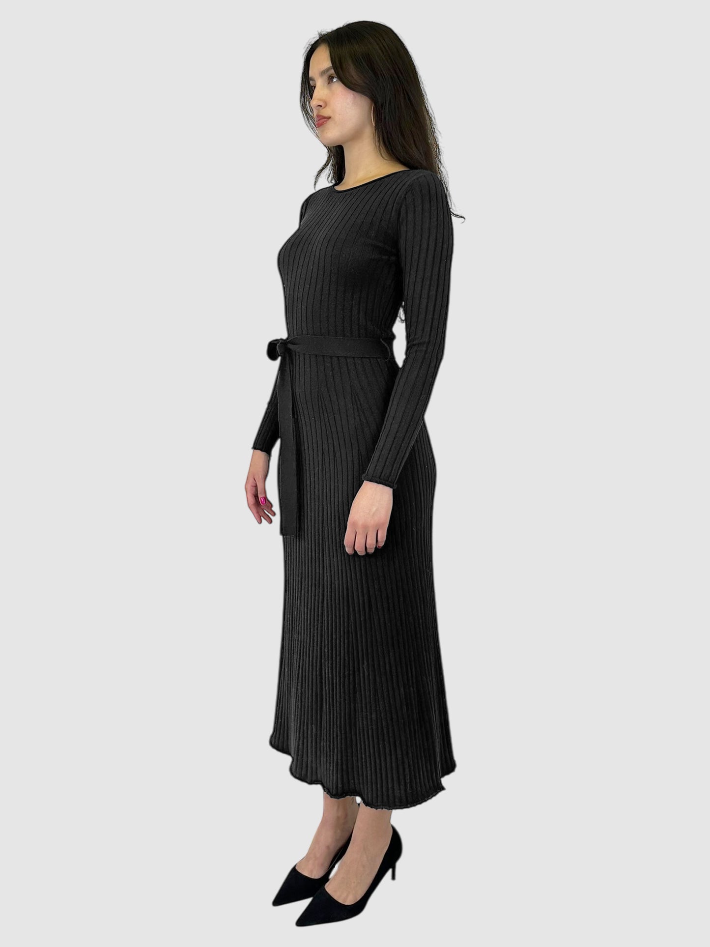 Wool Long Sleeve Maxi Dress - Size Small